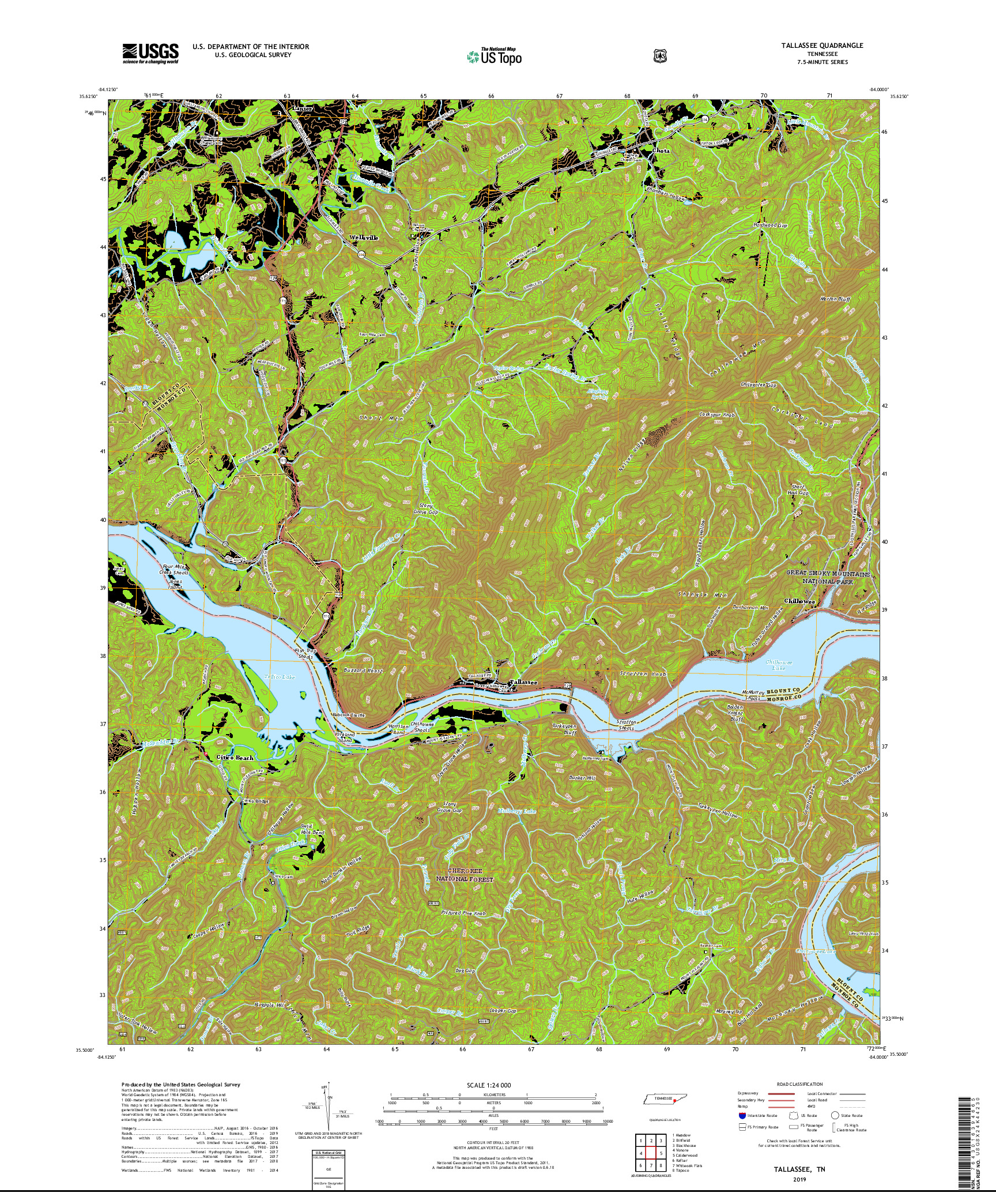 USGS US TOPO 7.5-MINUTE MAP FOR TALLASSEE, TN 2019