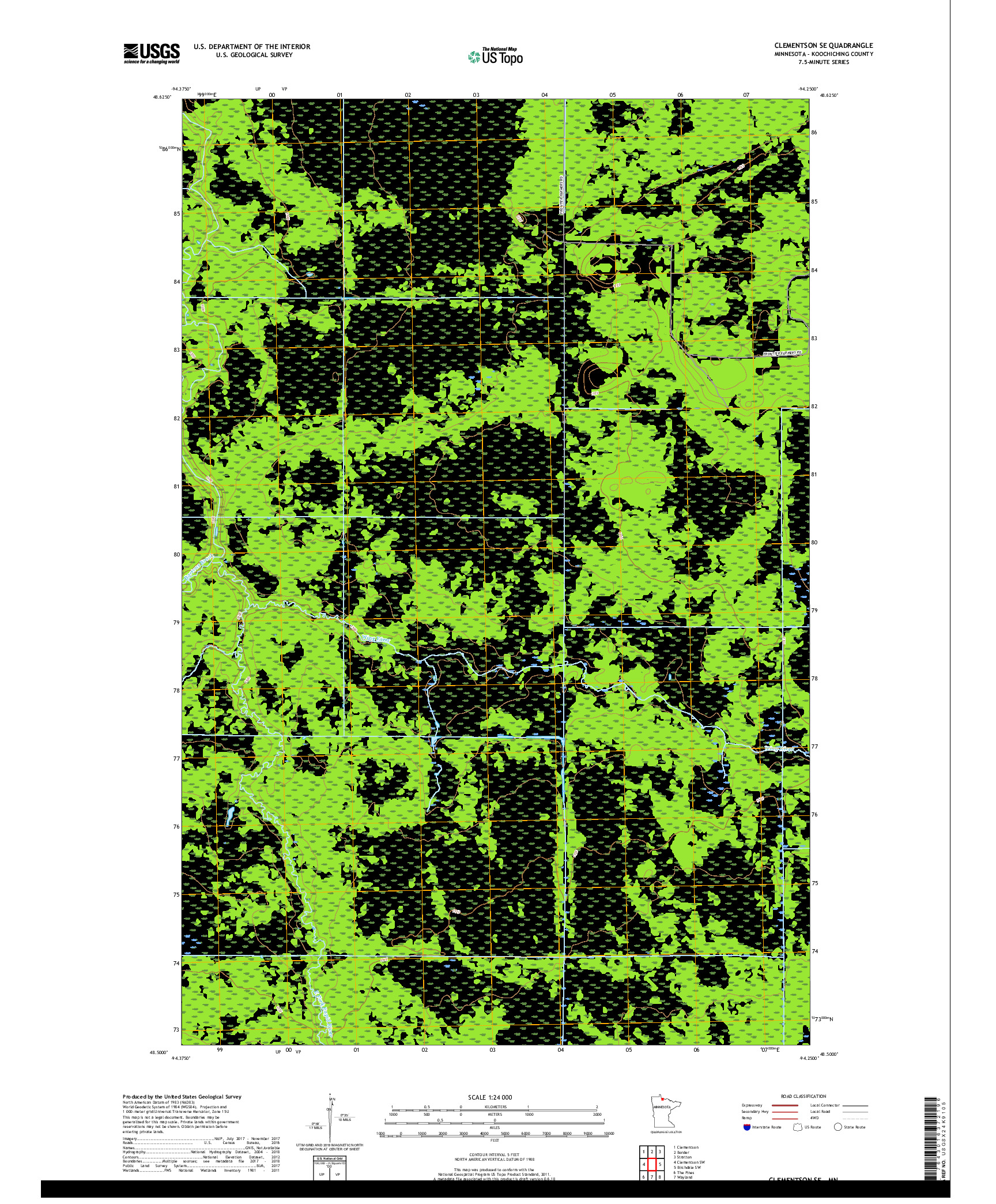 USGS US TOPO 7.5-MINUTE MAP FOR CLEMENTSON SE, MN 2019