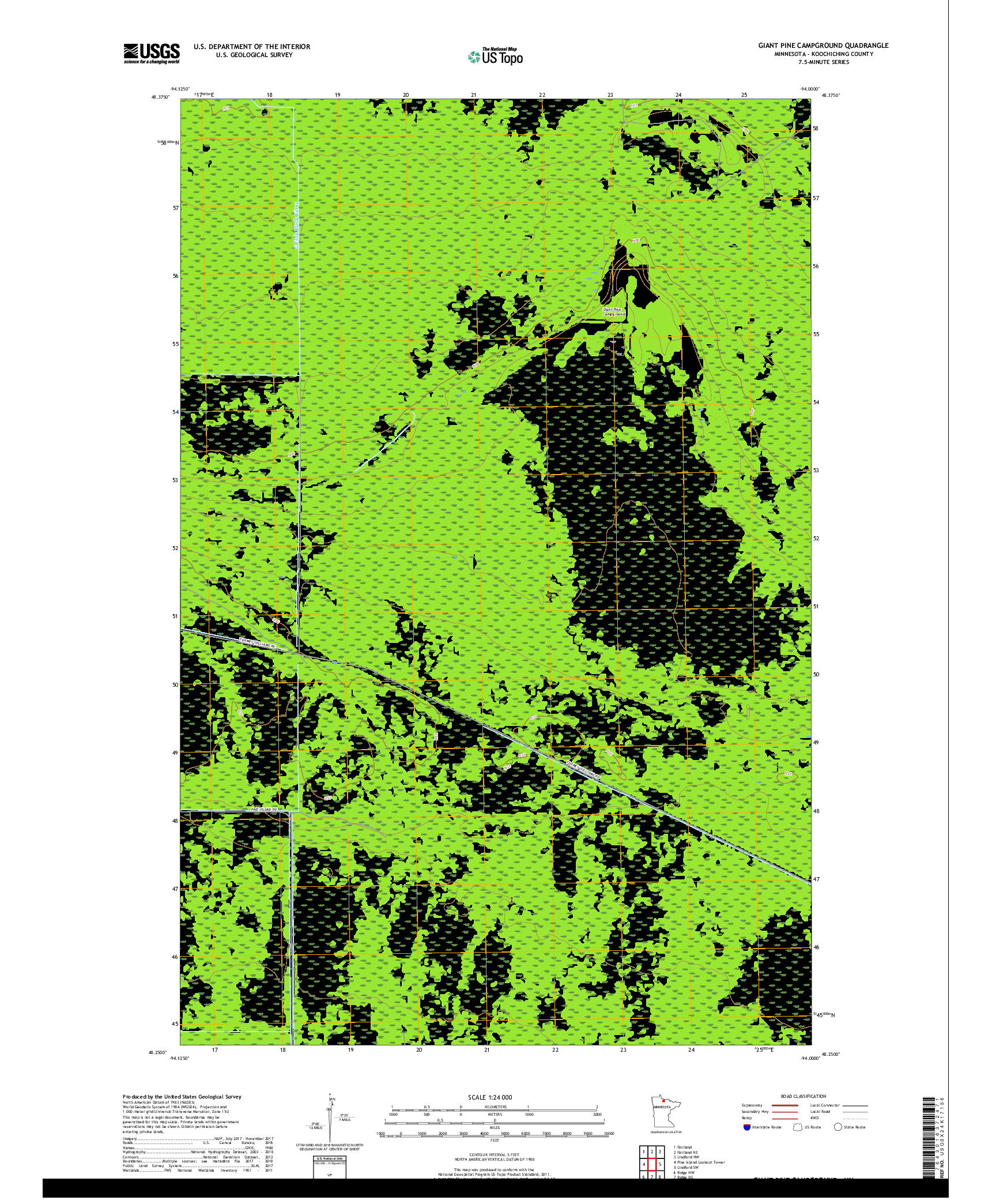 USGS US TOPO 7.5-MINUTE MAP FOR GIANT PINE CAMPGROUND, MN 2019