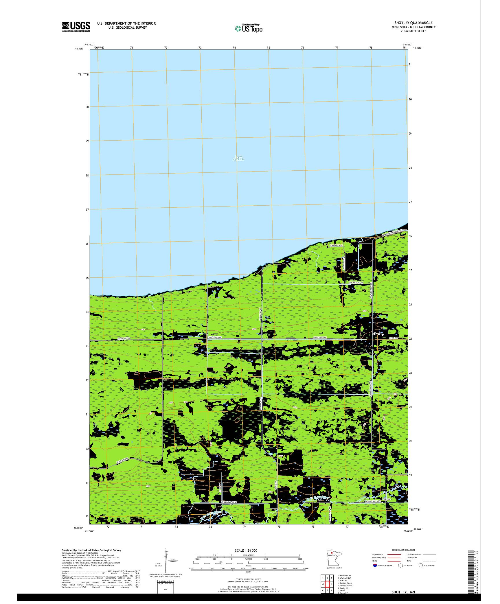 USGS US TOPO 7.5-MINUTE MAP FOR SHOTLEY, MN 2019