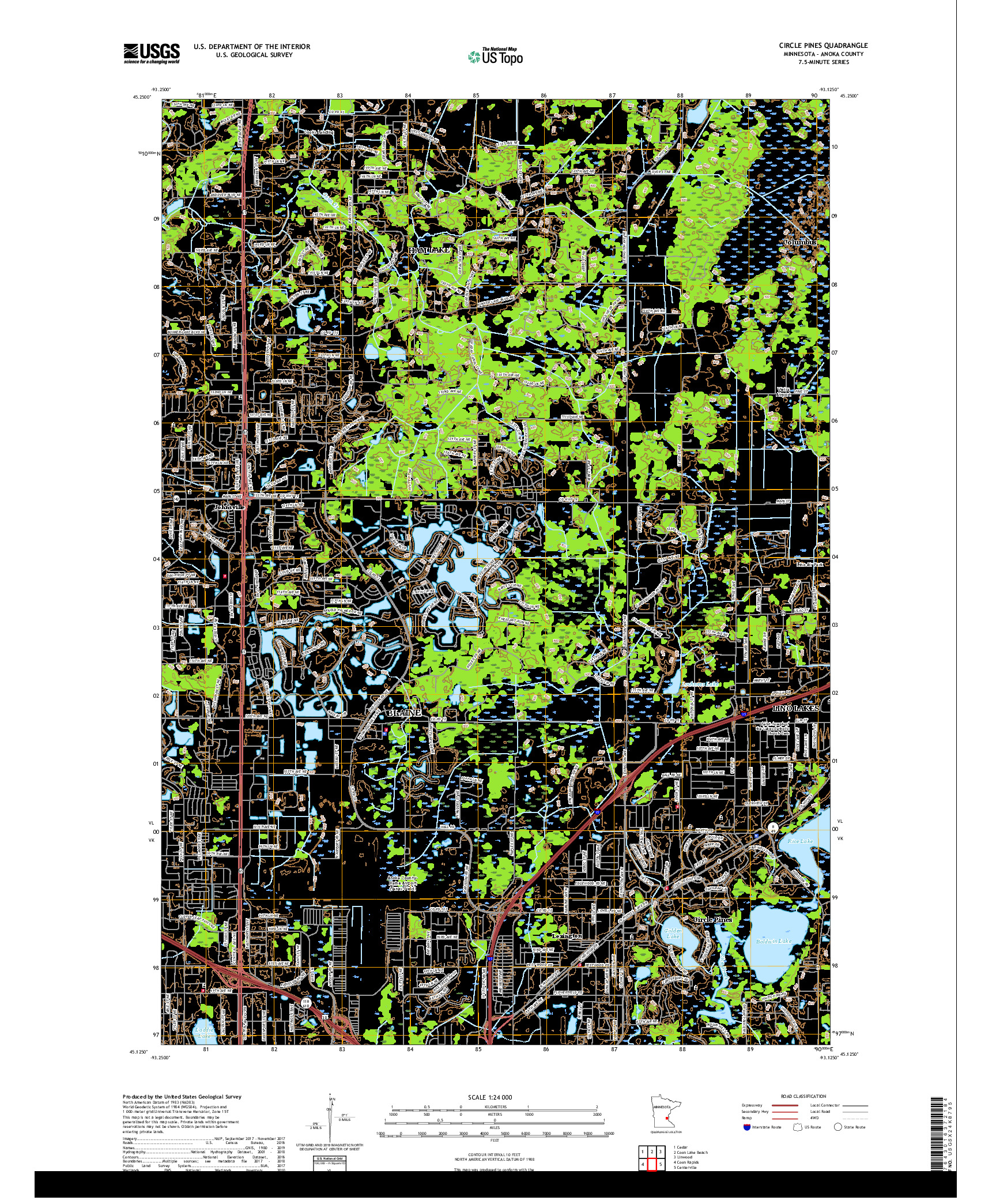 USGS US TOPO 7.5-MINUTE MAP FOR CIRCLE PINES, MN 2019