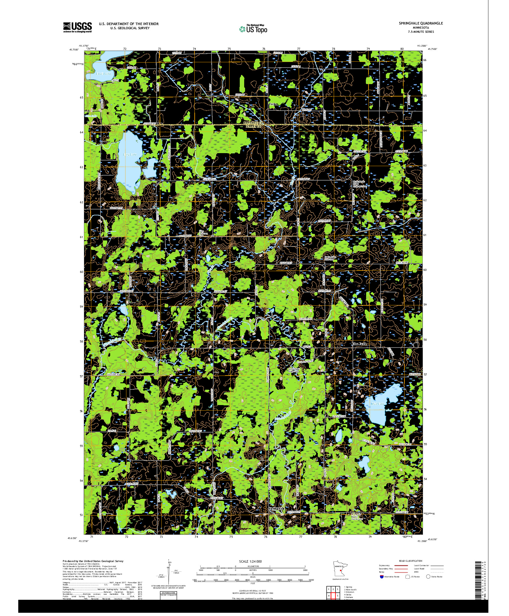 USGS US TOPO 7.5-MINUTE MAP FOR SPRINGVALE, MN 2019