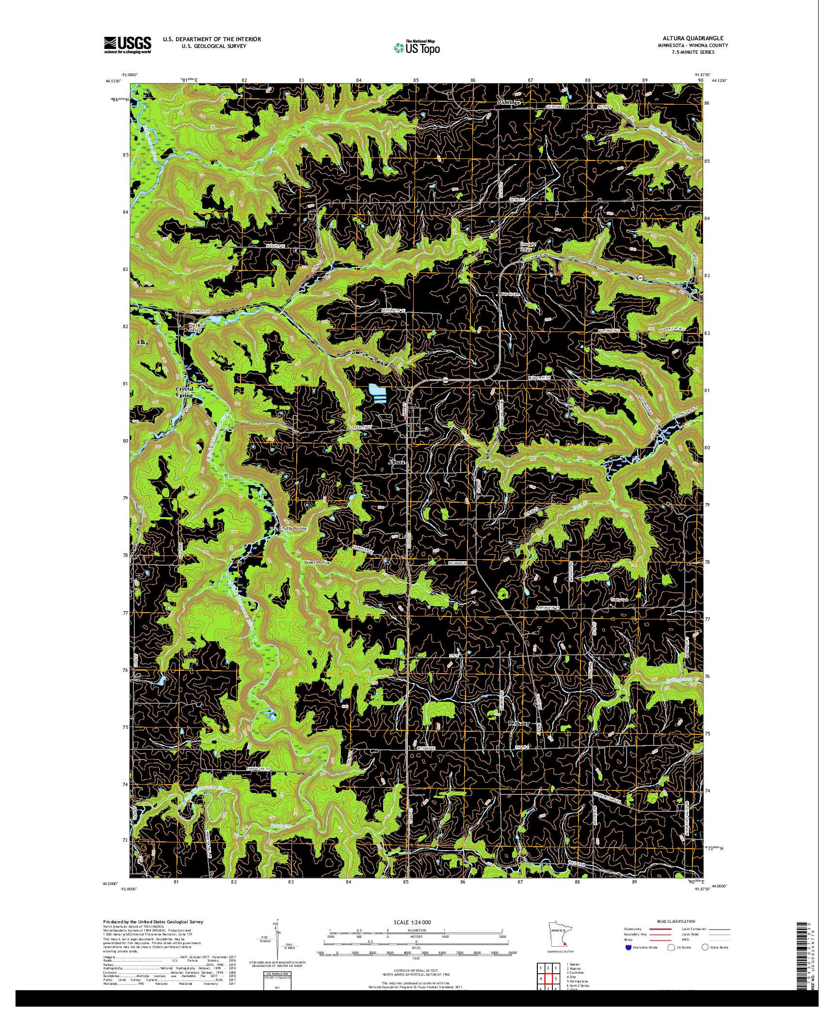 USGS US TOPO 7.5-MINUTE MAP FOR ALTURA, MN 2019