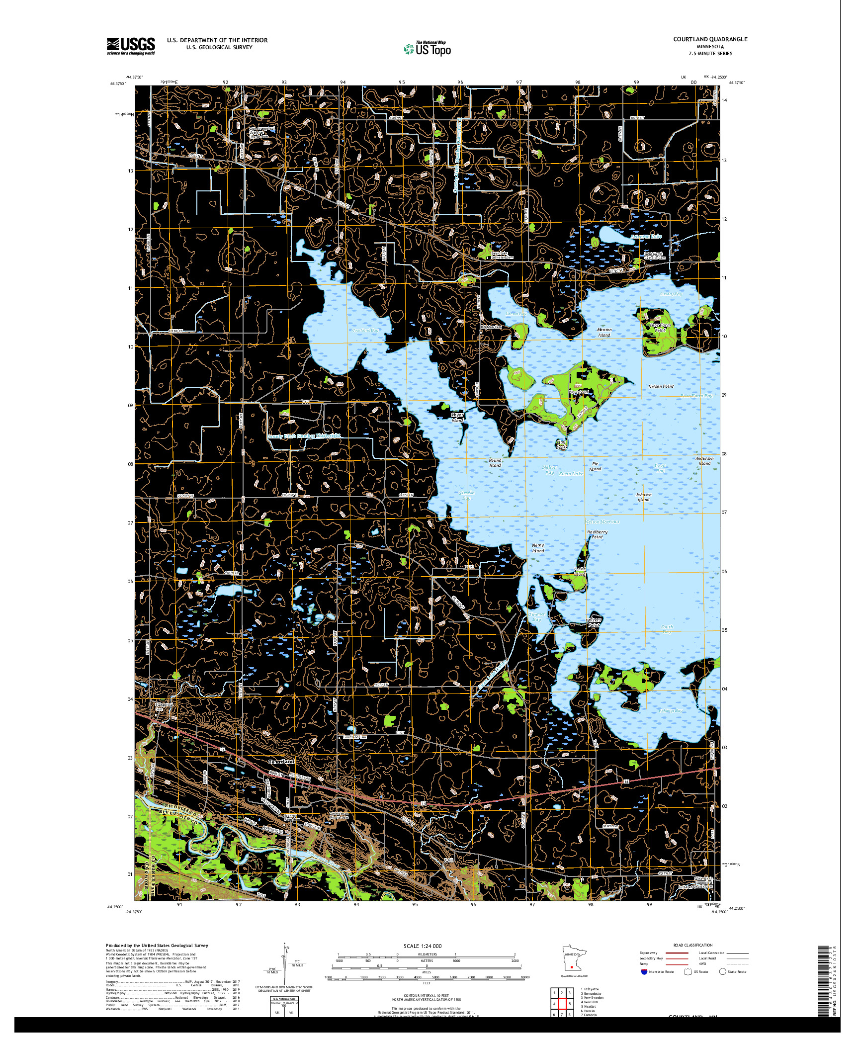 USGS US TOPO 7.5-MINUTE MAP FOR COURTLAND, MN 2019