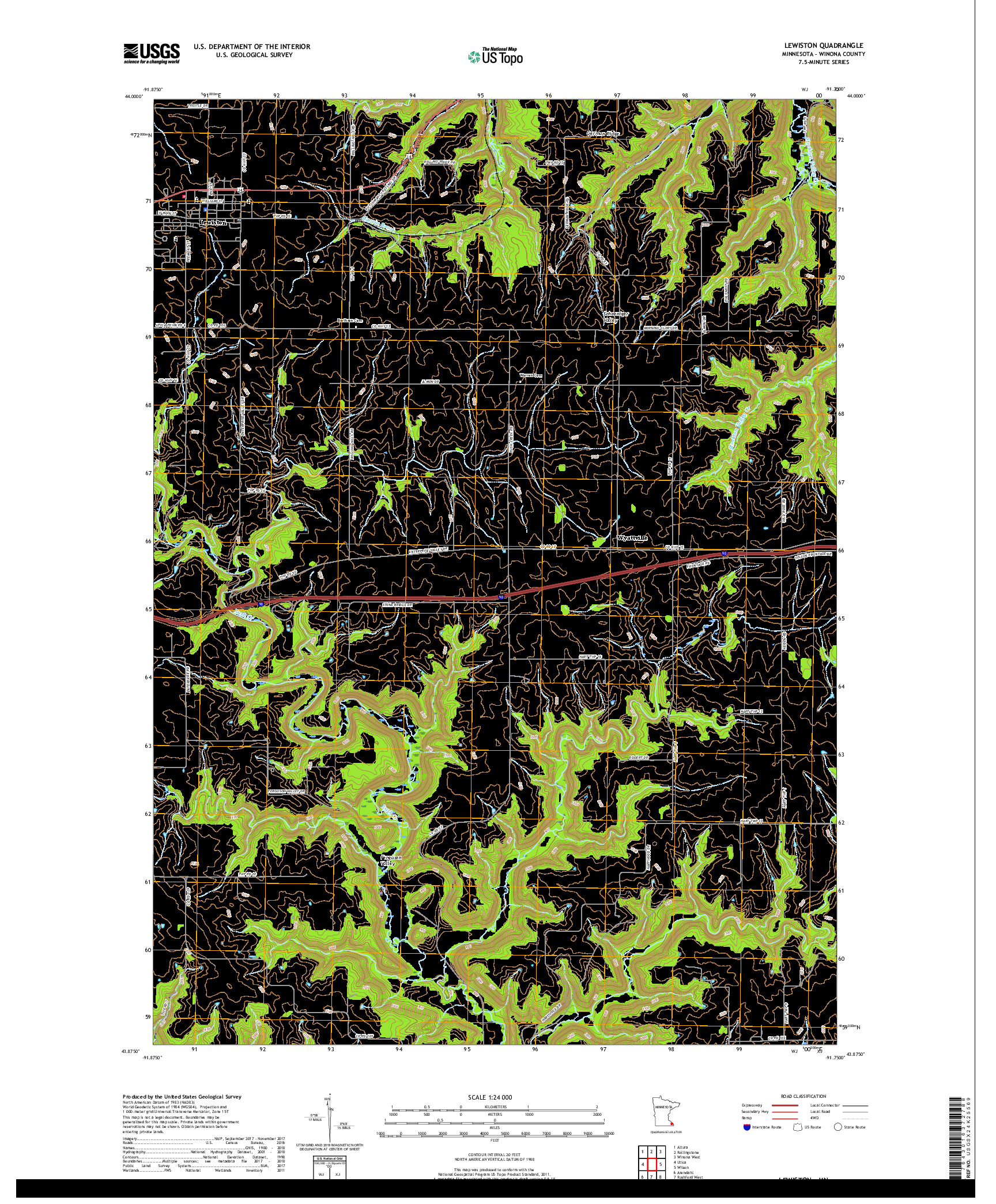 USGS US TOPO 7.5-MINUTE MAP FOR LEWISTON, MN 2019