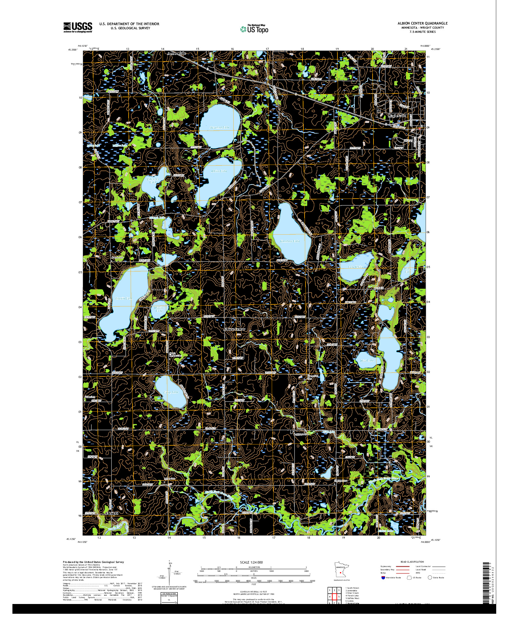 USGS US TOPO 7.5-MINUTE MAP FOR ALBION CENTER, MN 2019