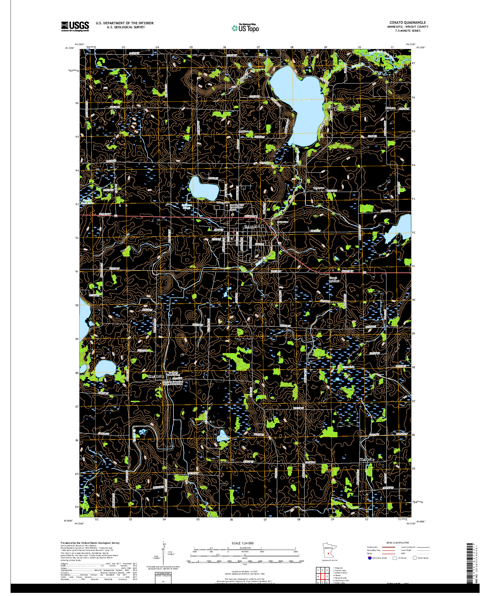 USGS US TOPO 7.5-MINUTE MAP FOR COKATO, MN 2019