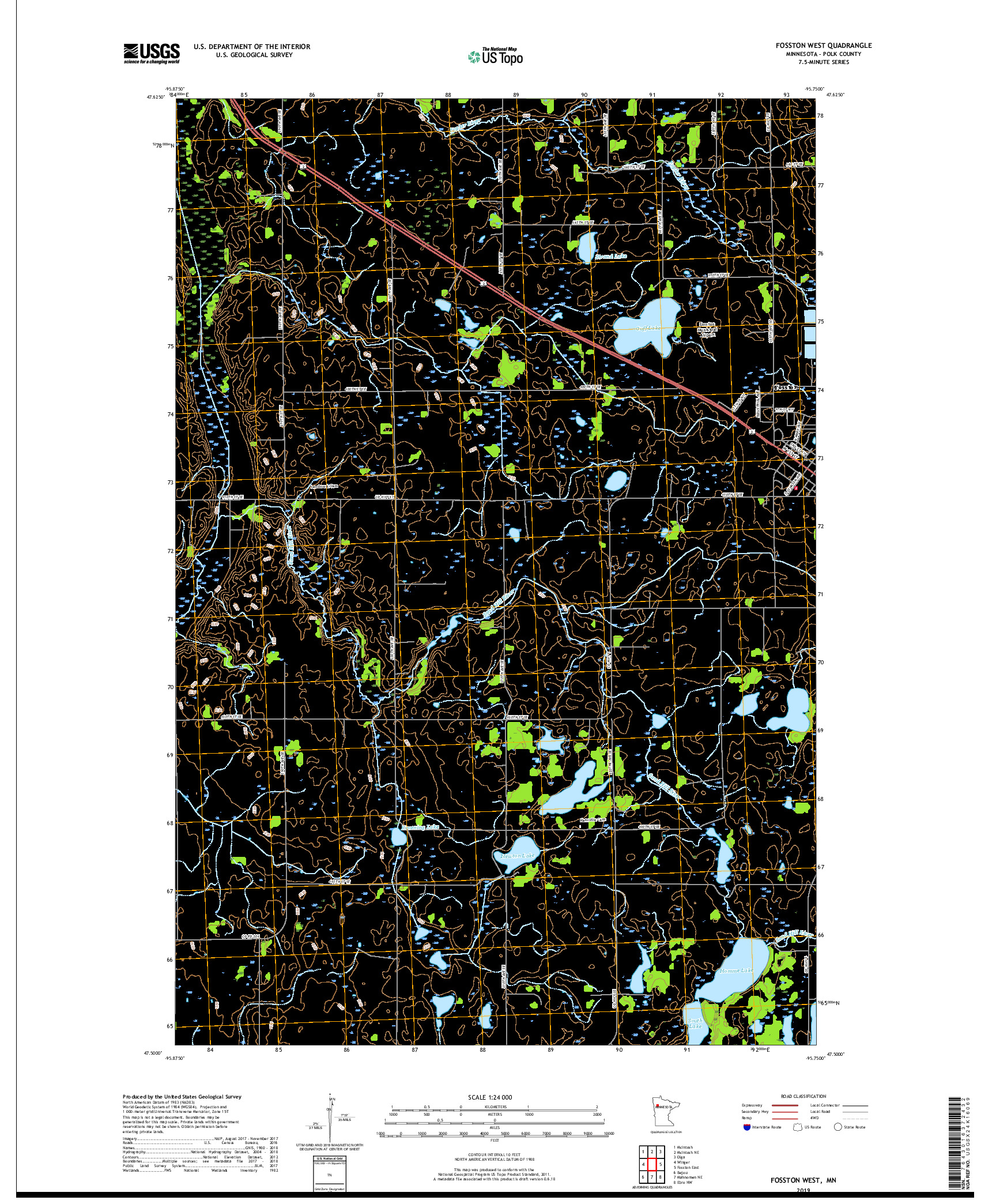 USGS US TOPO 7.5-MINUTE MAP FOR FOSSTON WEST, MN 2019