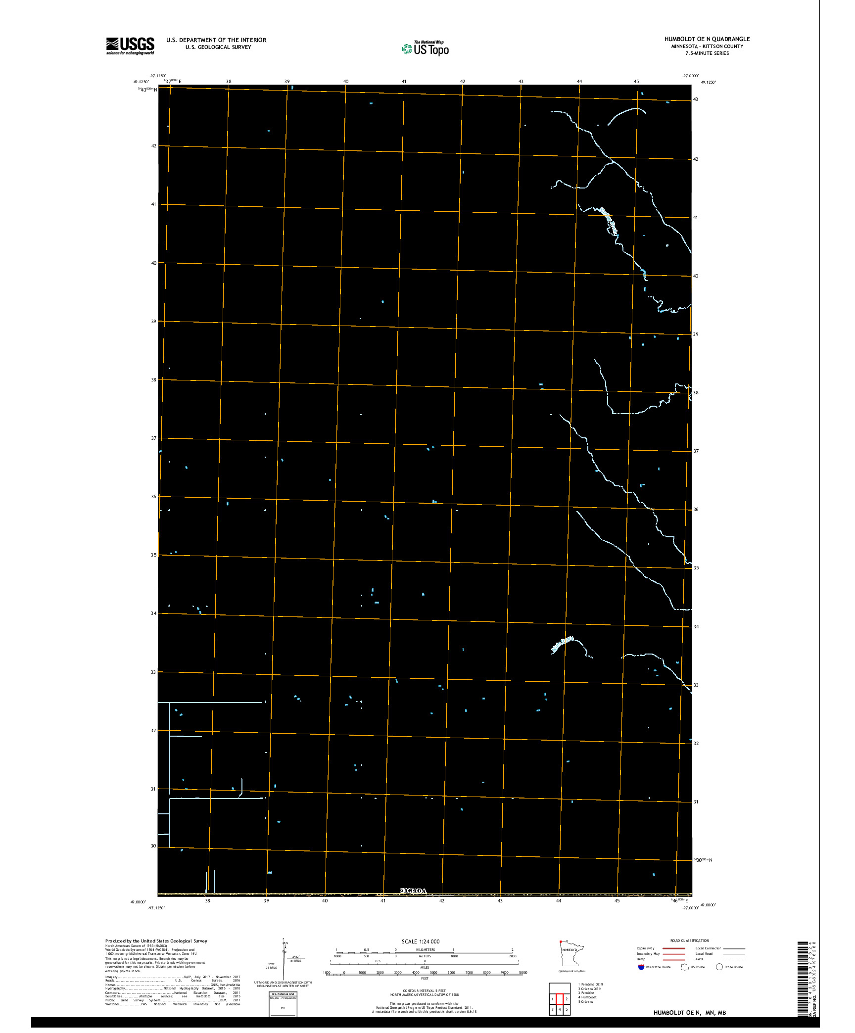 USGS US TOPO 7.5-MINUTE MAP FOR HUMBOLDT OE N, MN,MB 2019