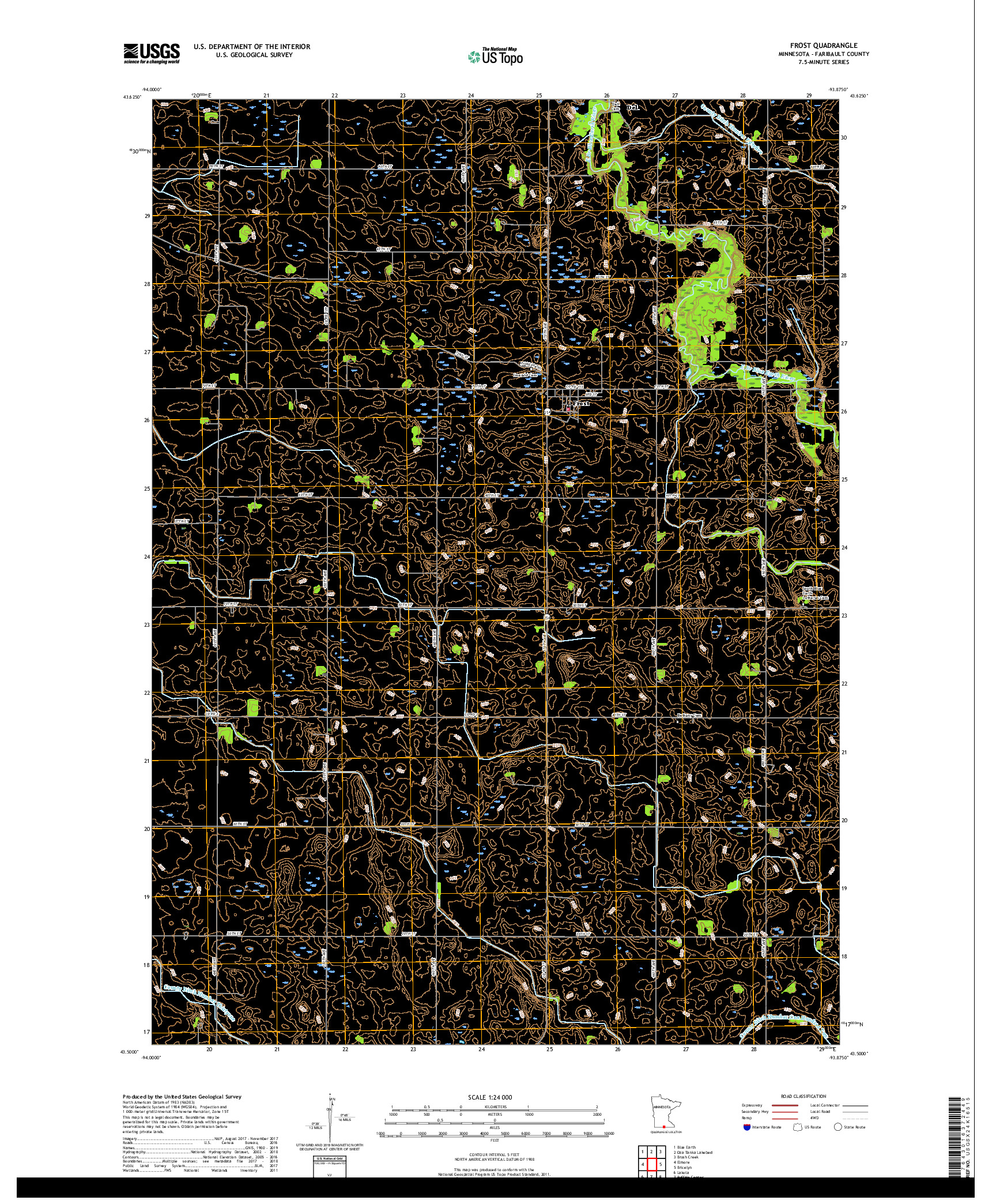 USGS US TOPO 7.5-MINUTE MAP FOR FROST, MN 2019