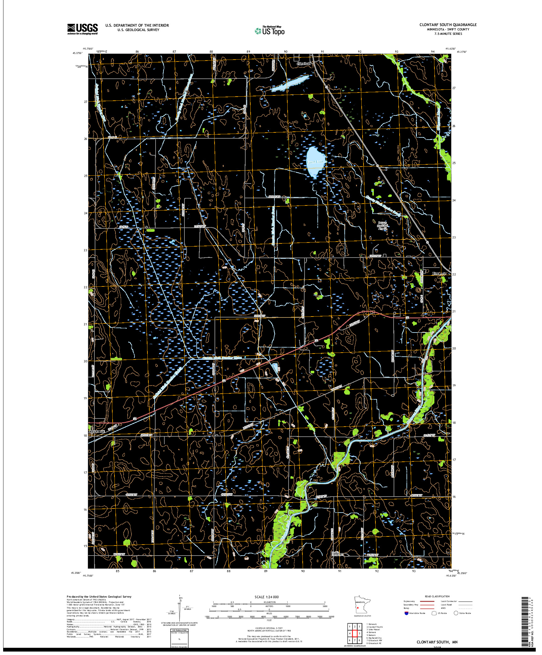USGS US TOPO 7.5-MINUTE MAP FOR CLONTARF SOUTH, MN 2019