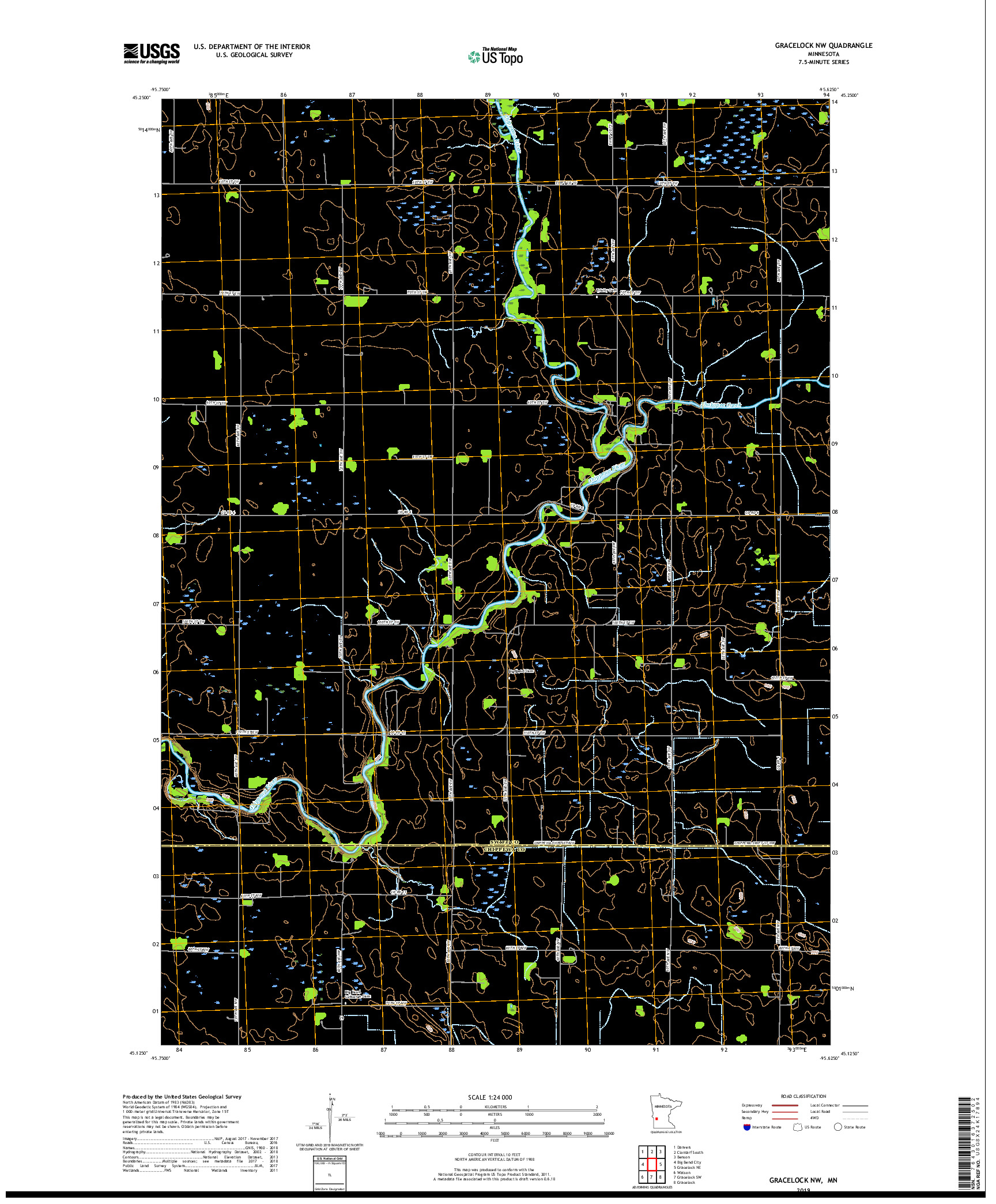 USGS US TOPO 7.5-MINUTE MAP FOR GRACELOCK NW, MN 2019