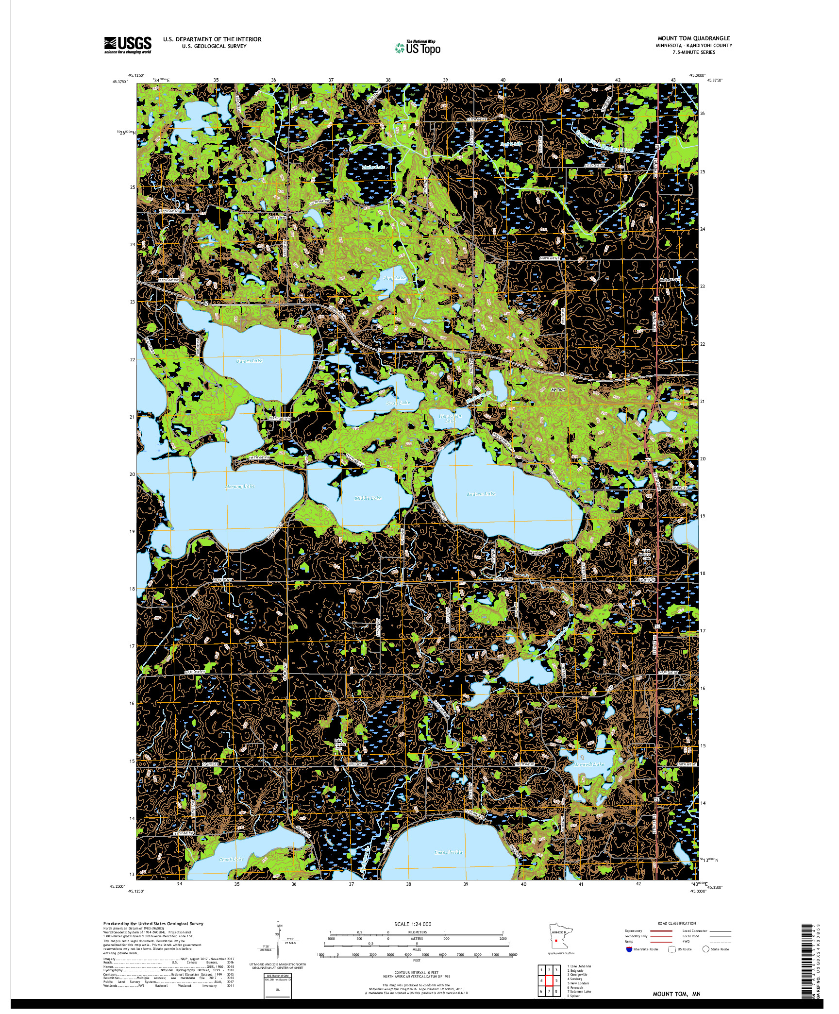 USGS US TOPO 7.5-MINUTE MAP FOR MOUNT TOM, MN 2019