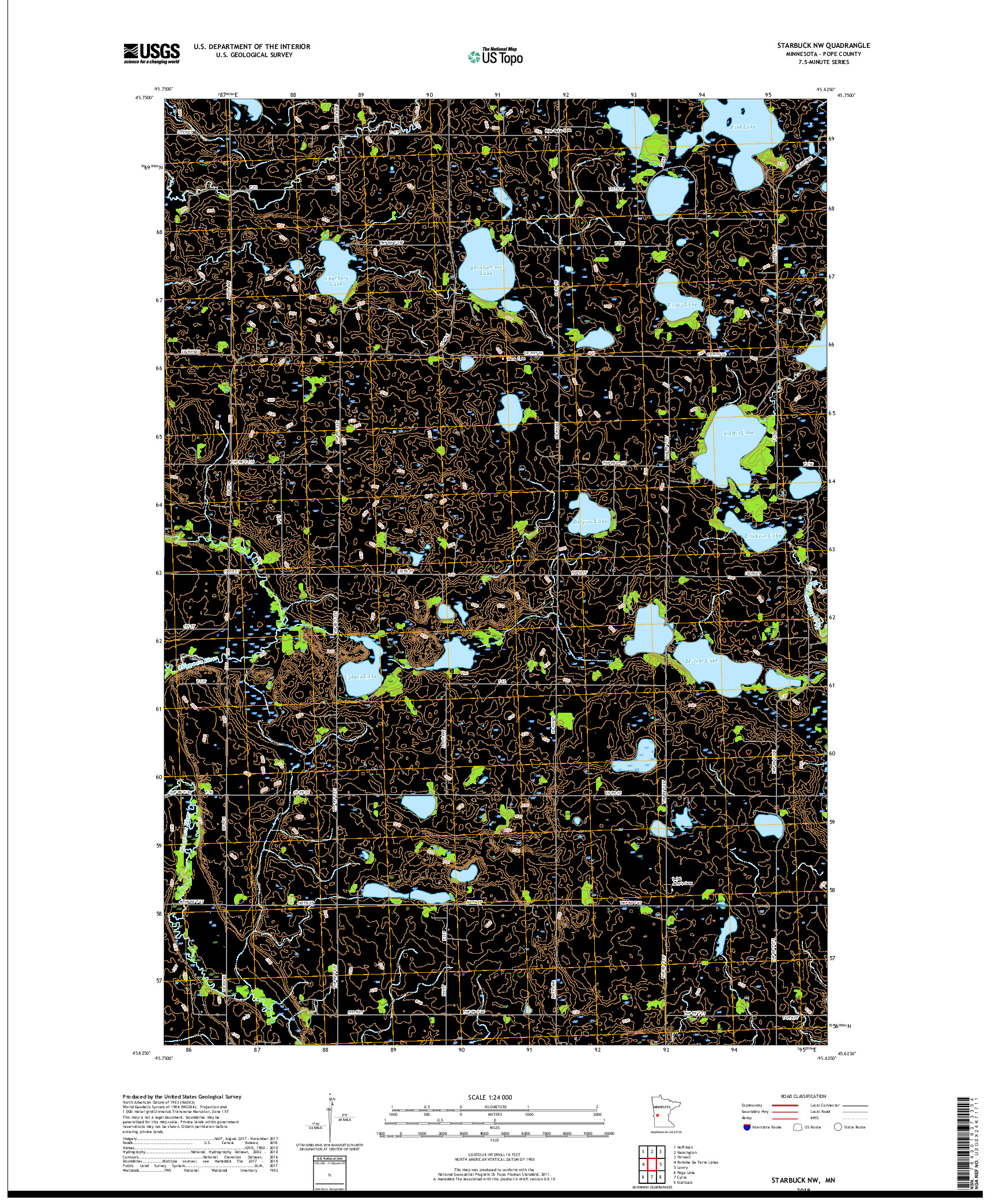 USGS US TOPO 7.5-MINUTE MAP FOR STARBUCK NW, MN 2019