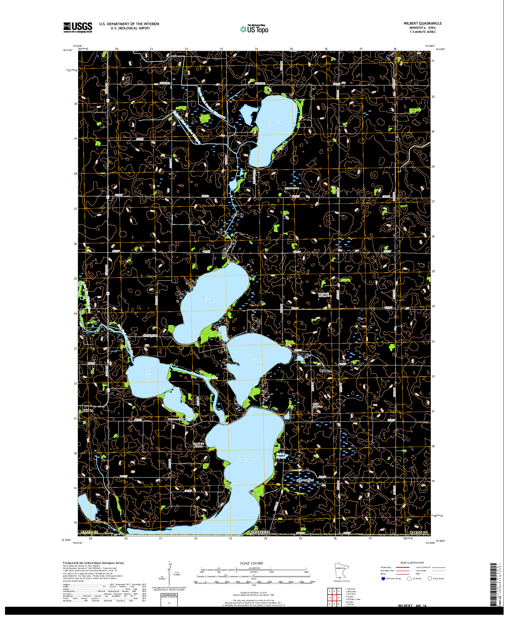 USGS US TOPO 7.5-MINUTE MAP FOR WILBERT, MN,IA 2019