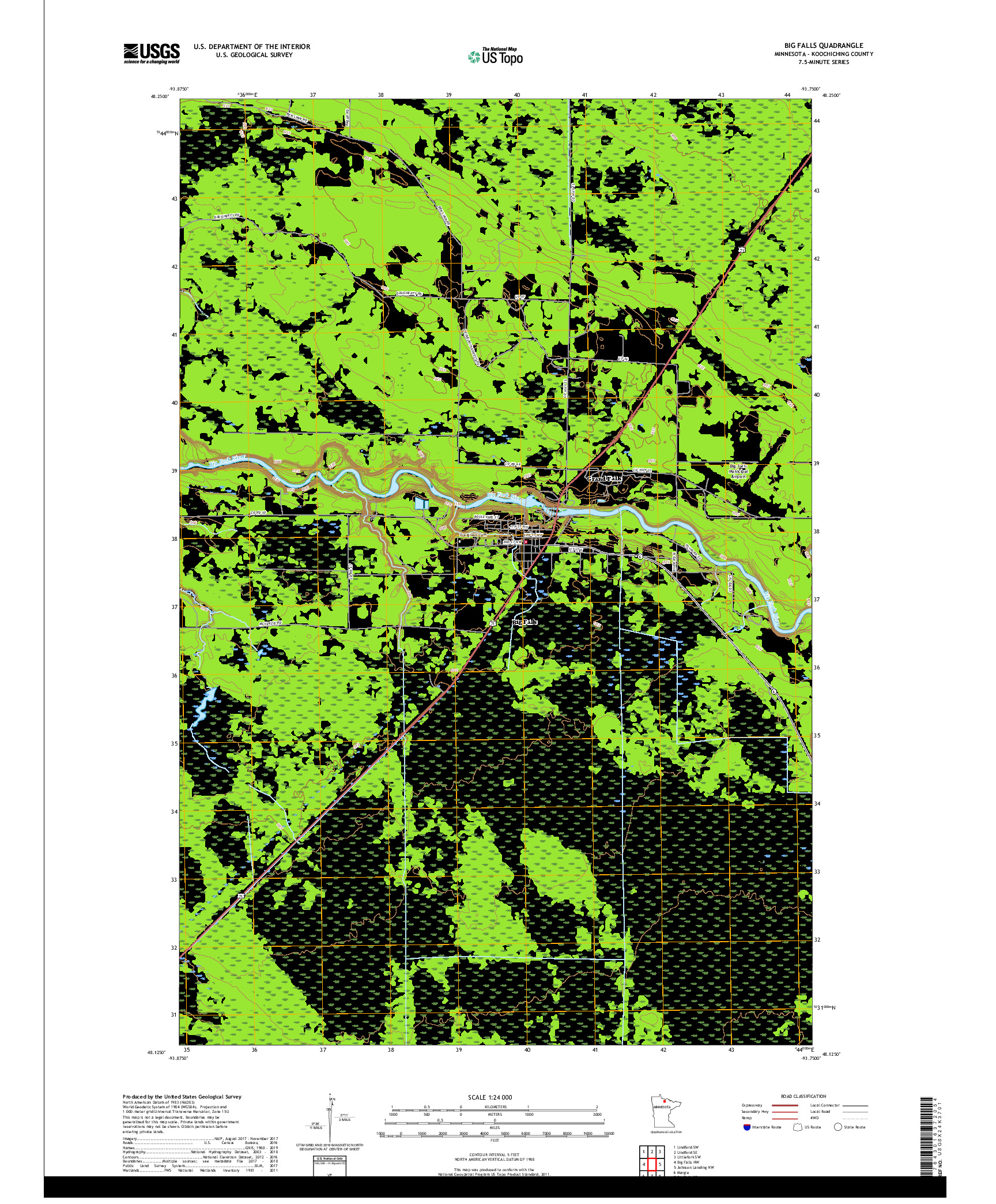 USGS US TOPO 7.5-MINUTE MAP FOR BIG FALLS, MN 2019