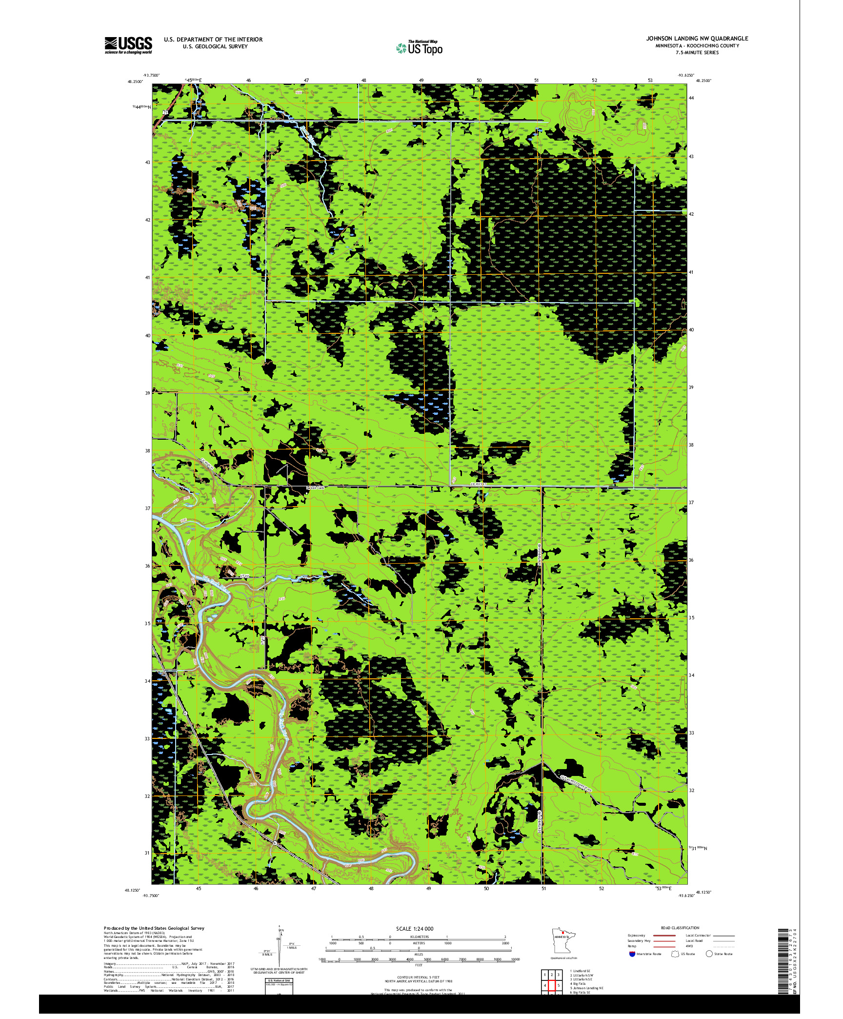 USGS US TOPO 7.5-MINUTE MAP FOR JOHNSON LANDING NW, MN 2019