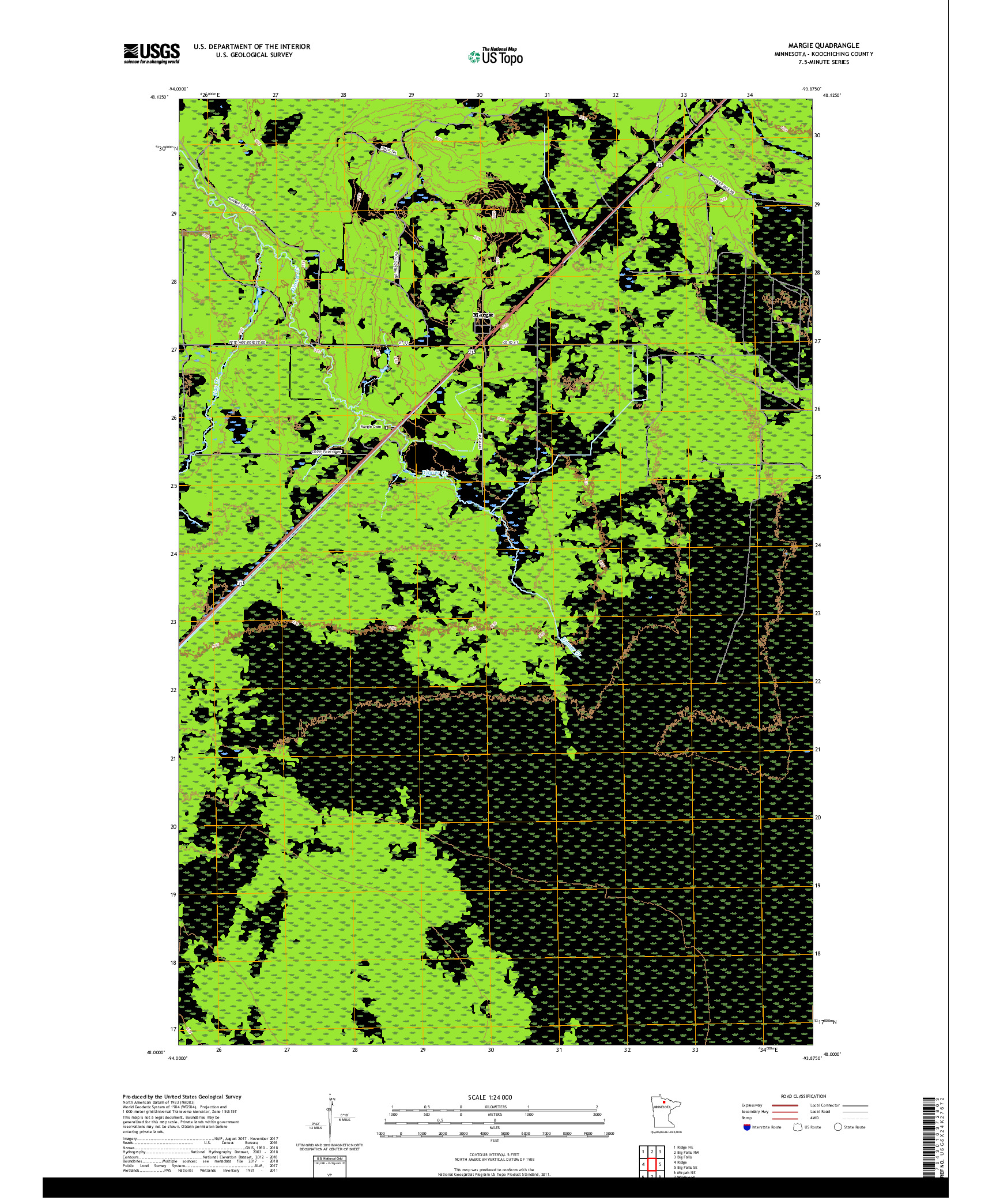 USGS US TOPO 7.5-MINUTE MAP FOR MARGIE, MN 2019