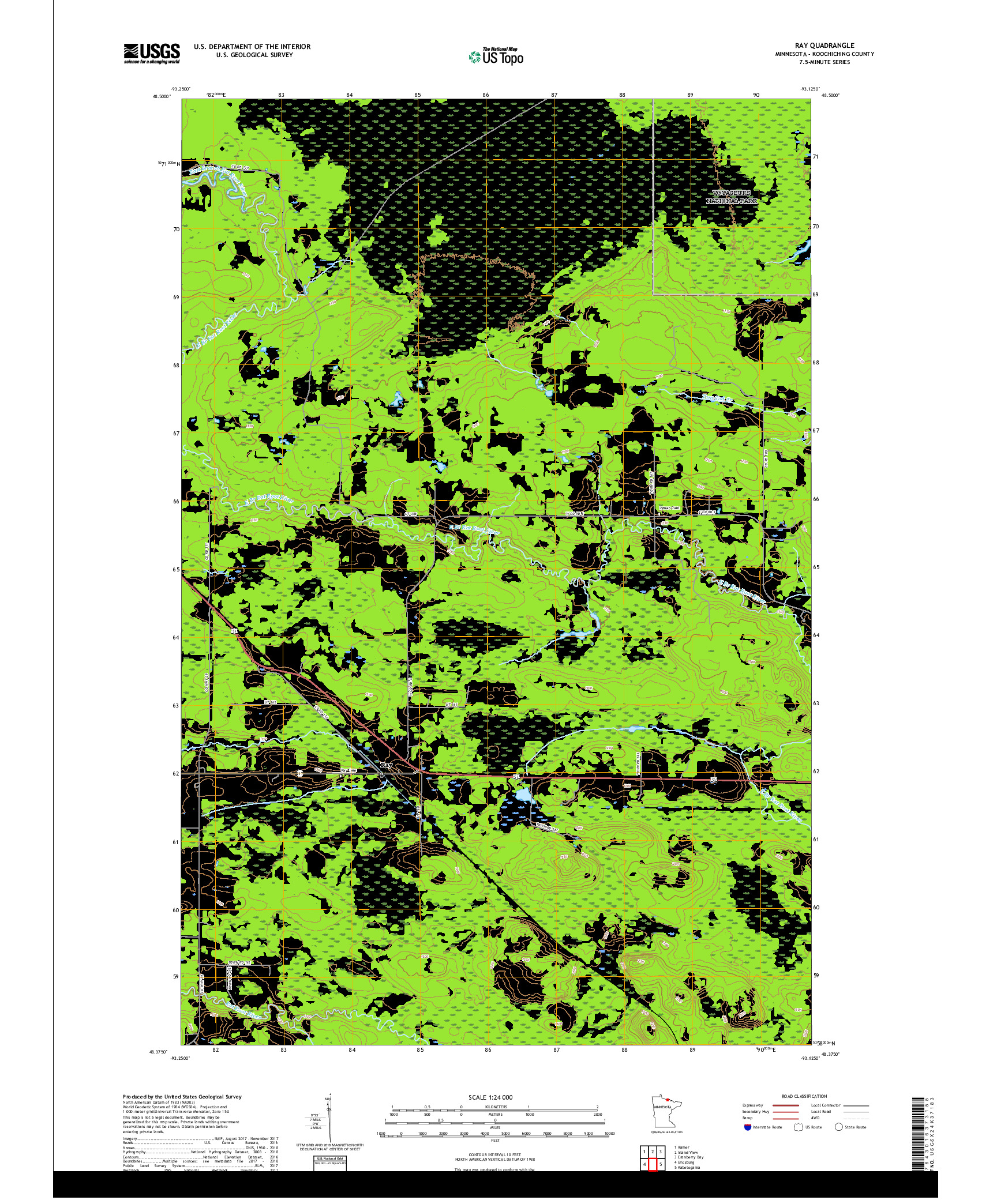 USGS US TOPO 7.5-MINUTE MAP FOR RAY, MN 2019