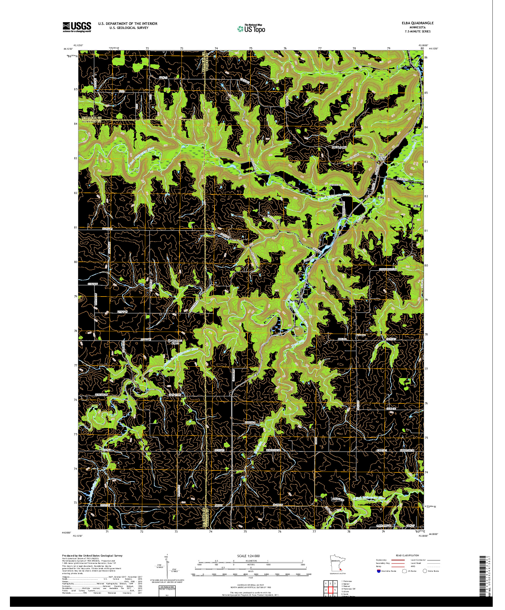 USGS US TOPO 7.5-MINUTE MAP FOR ELBA, MN 2019