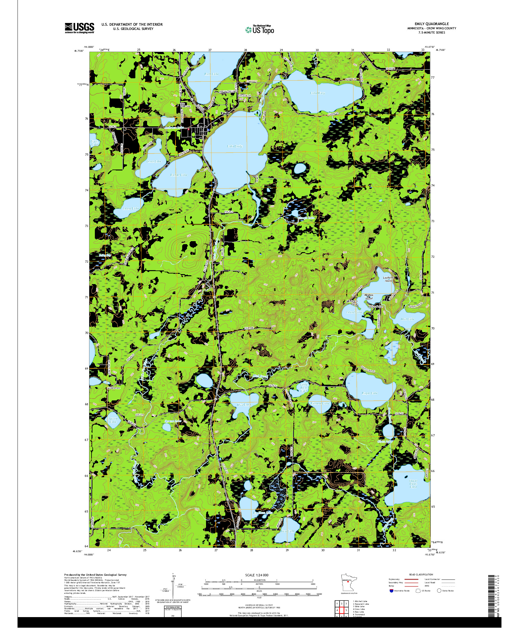 USGS US TOPO 7.5-MINUTE MAP FOR EMILY, MN 2019