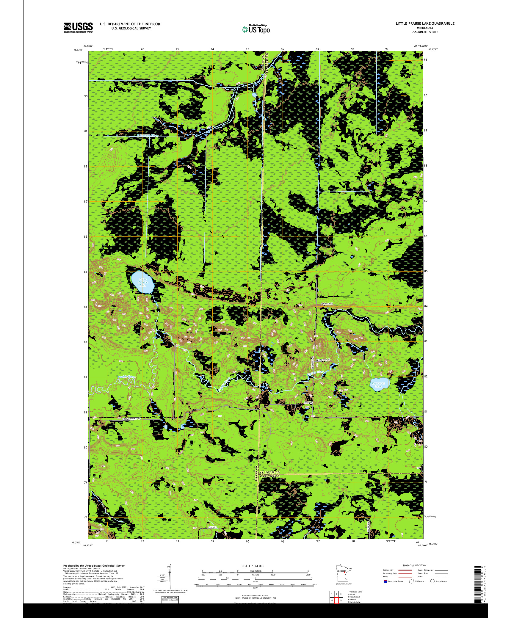 USGS US TOPO 7.5-MINUTE MAP FOR LITTLE PRAIRIE LAKE, MN 2019