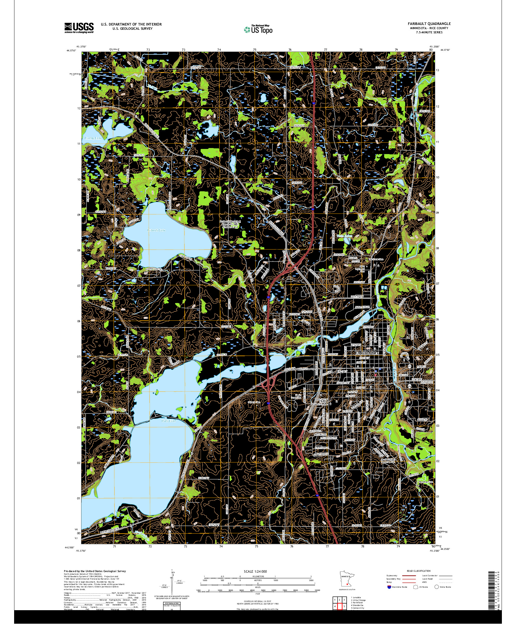 USGS US TOPO 7.5-MINUTE MAP FOR FARIBAULT, MN 2019