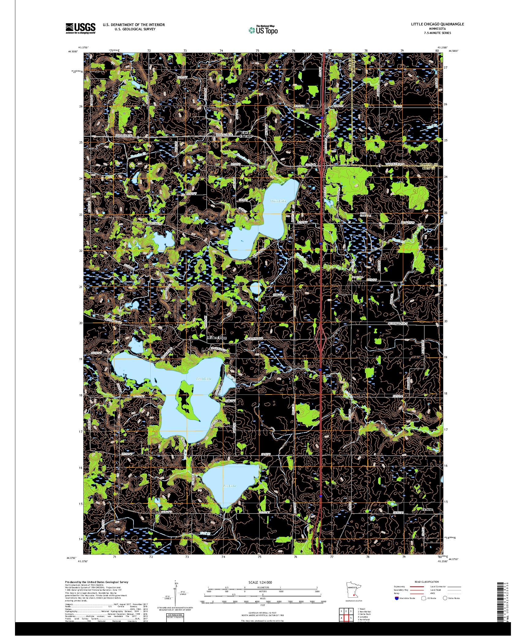 USGS US TOPO 7.5-MINUTE MAP FOR LITTLE CHICAGO, MN 2019