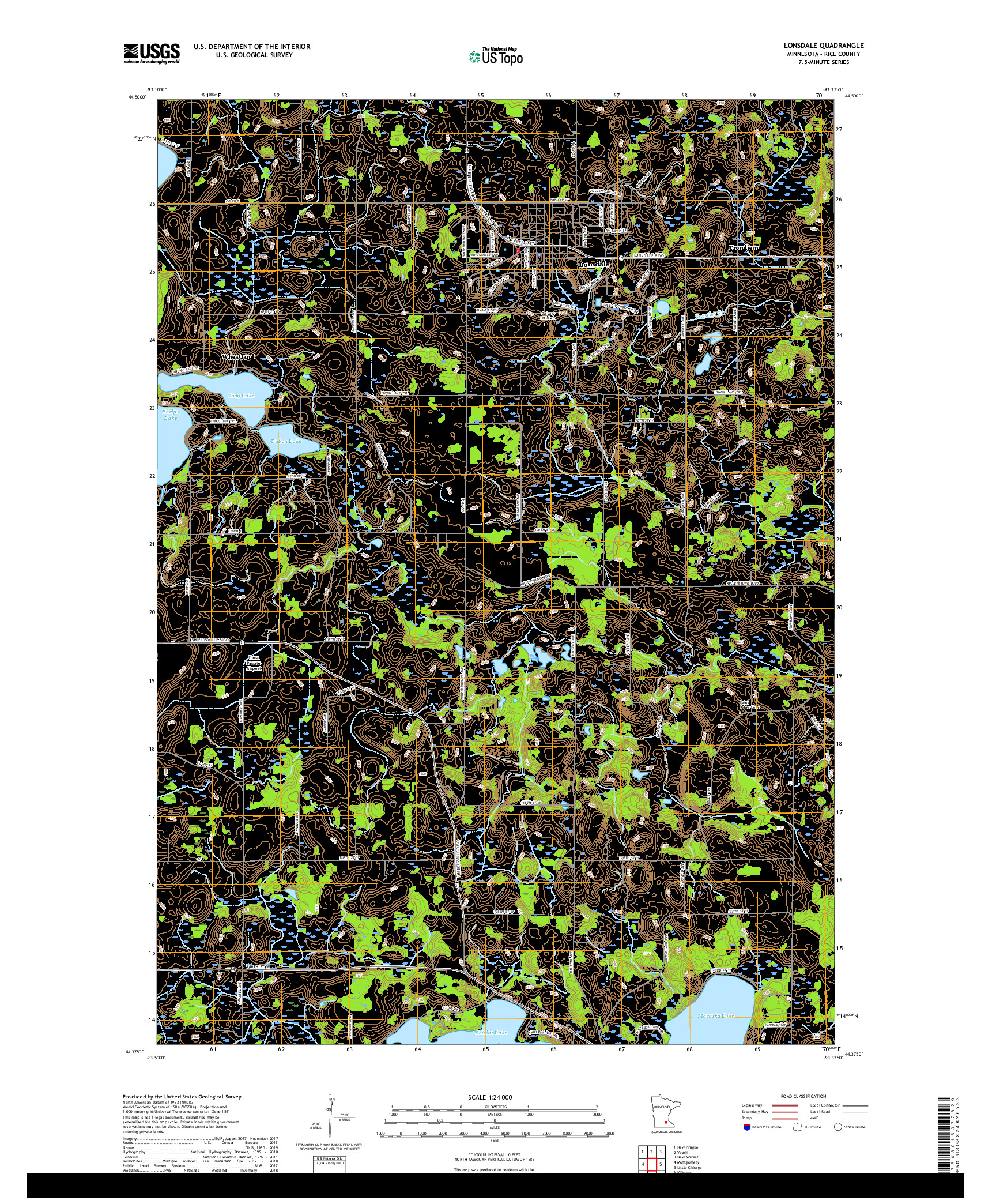 USGS US TOPO 7.5-MINUTE MAP FOR LONSDALE, MN 2019