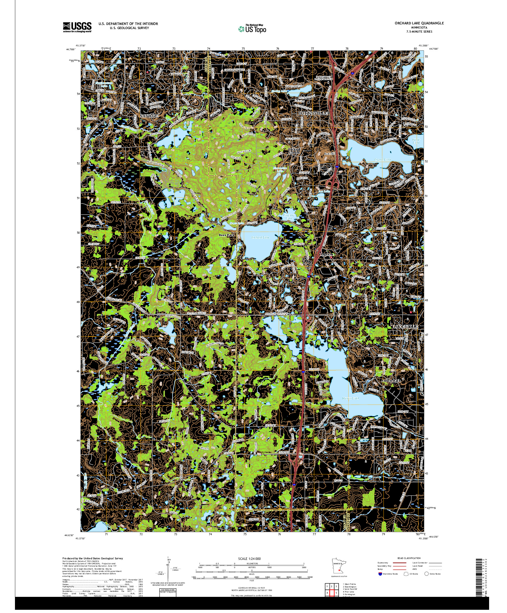 USGS US TOPO 7.5-MINUTE MAP FOR ORCHARD LAKE, MN 2019