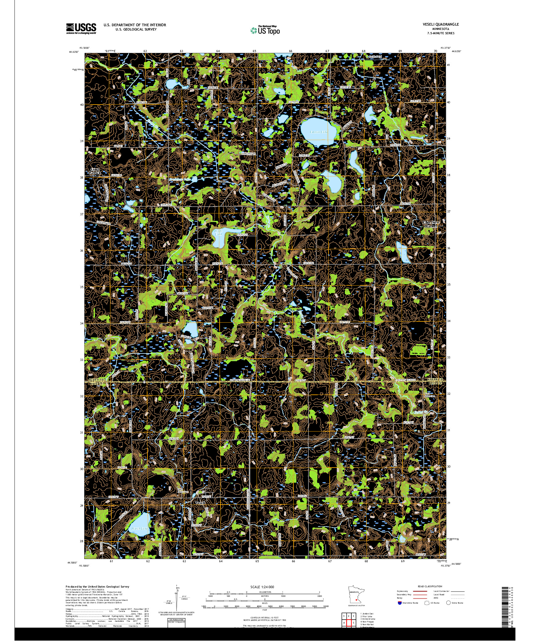 USGS US TOPO 7.5-MINUTE MAP FOR VESELI, MN 2019