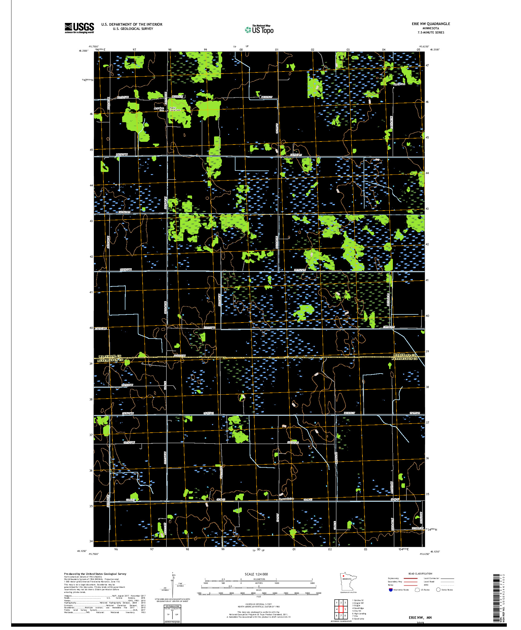 USGS US TOPO 7.5-MINUTE MAP FOR ERIE NW, MN 2019