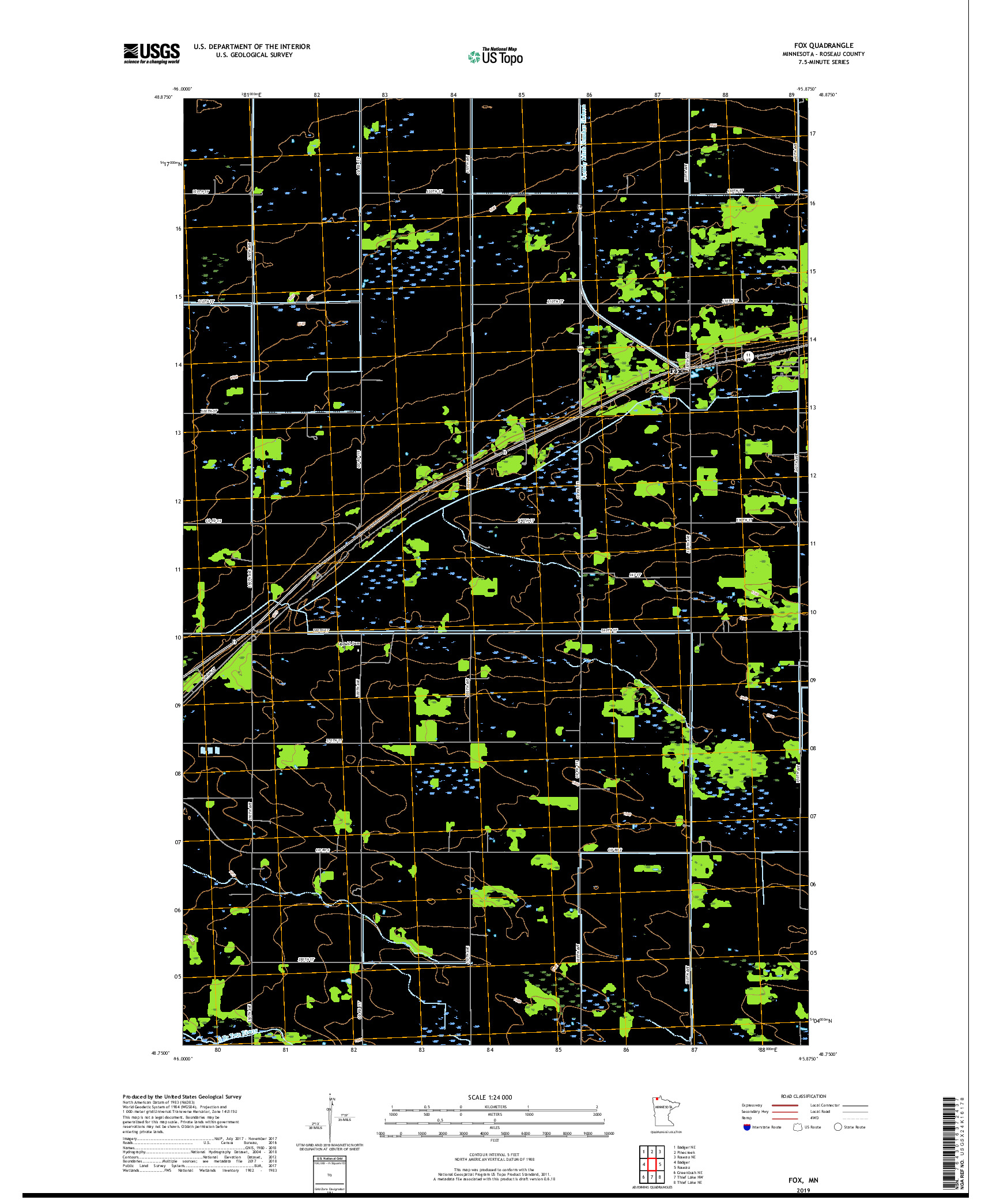 USGS US TOPO 7.5-MINUTE MAP FOR FOX, MN 2019