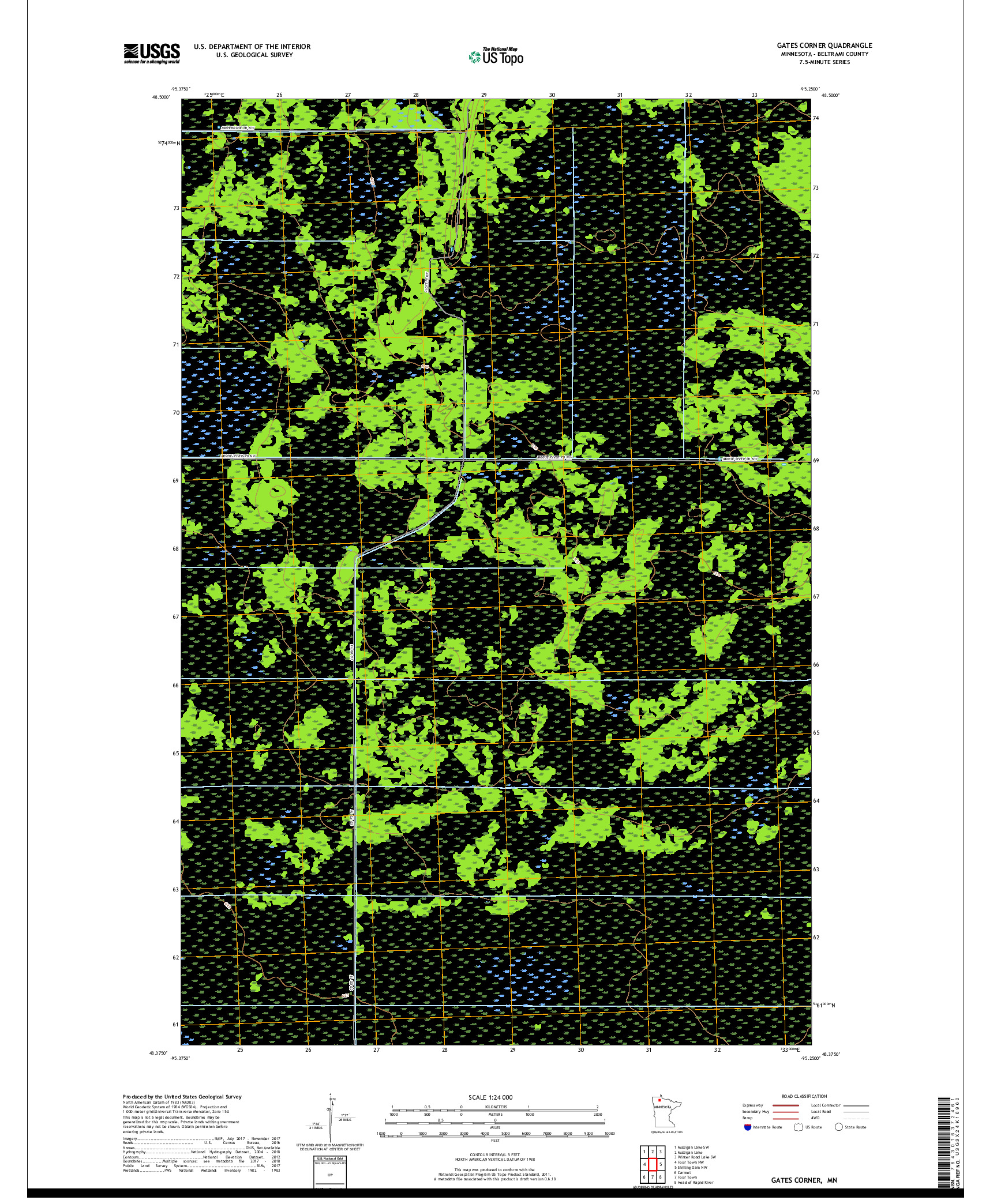 USGS US TOPO 7.5-MINUTE MAP FOR GATES CORNER, MN 2019