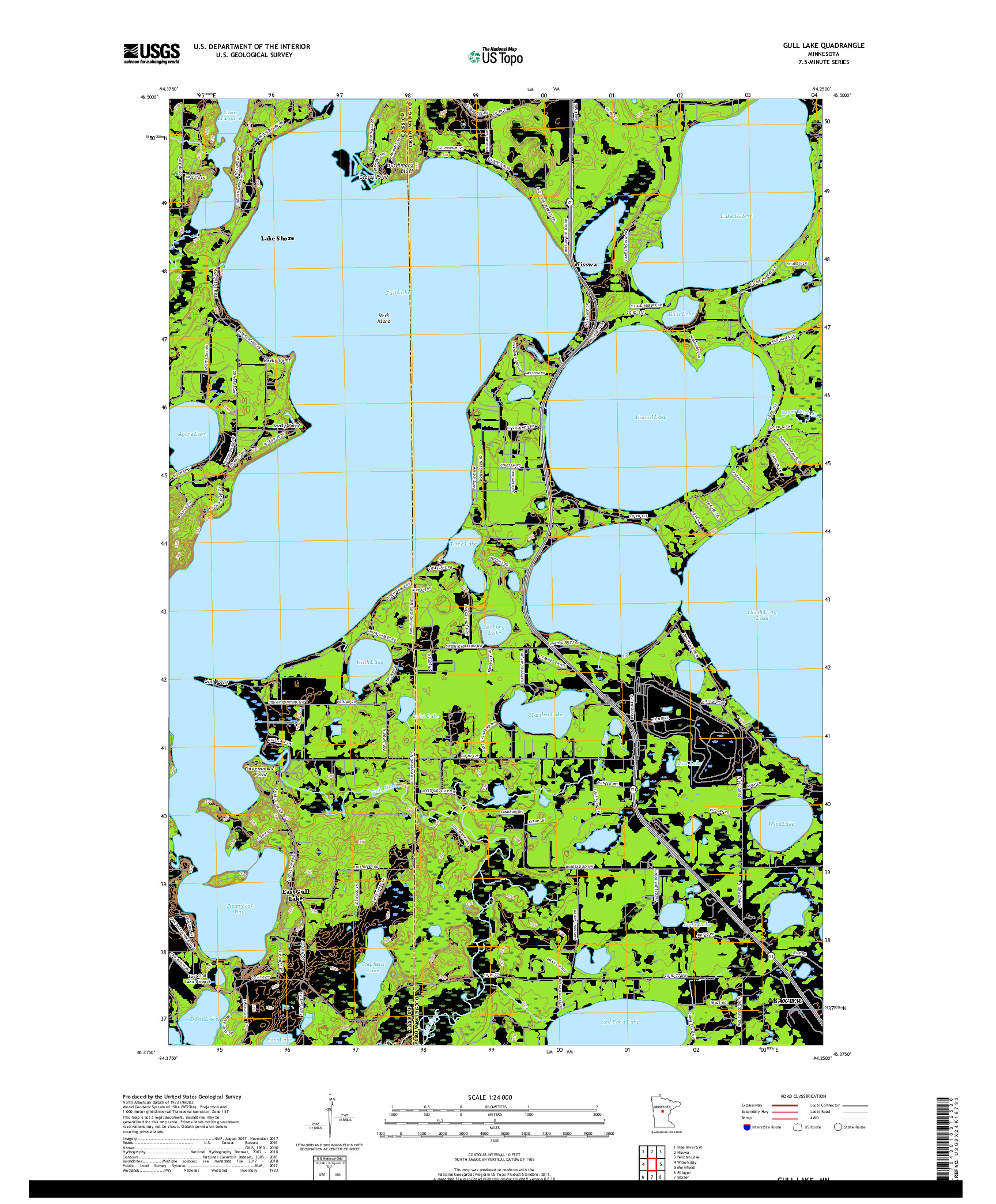 USGS US TOPO 7.5-MINUTE MAP FOR GULL LAKE, MN 2019