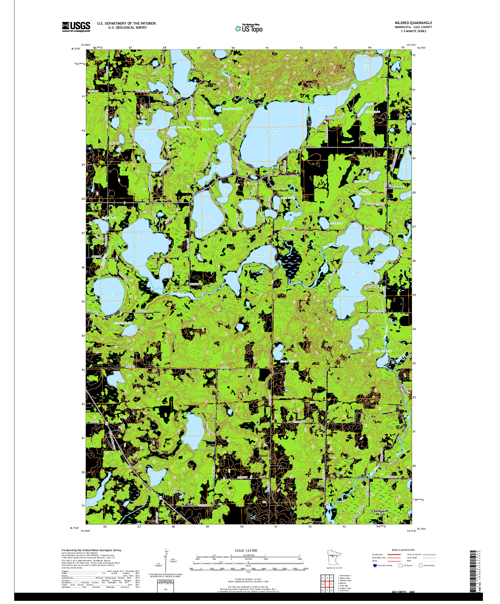 USGS US TOPO 7.5-MINUTE MAP FOR MILDRED, MN 2019