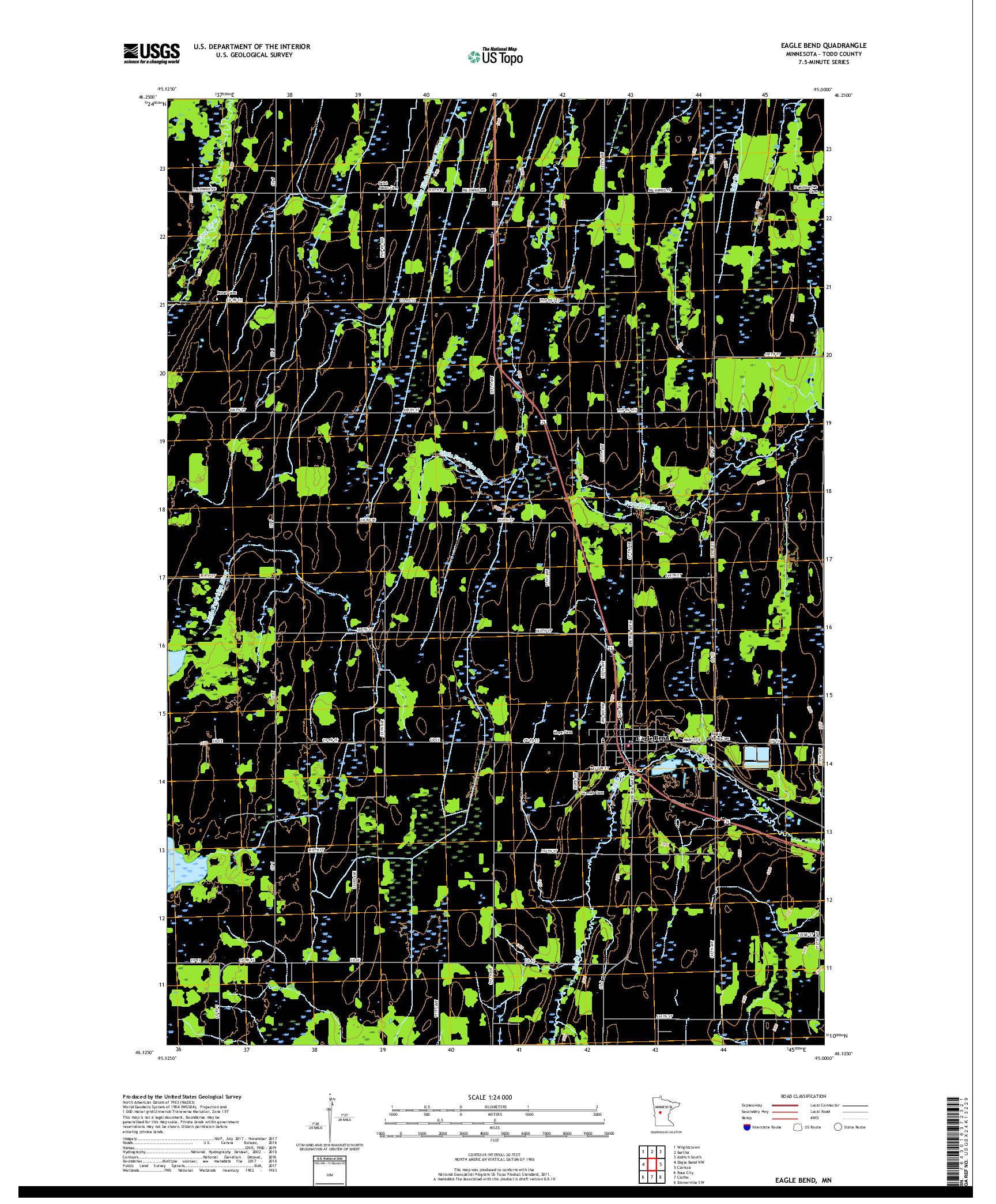 USGS US TOPO 7.5-MINUTE MAP FOR EAGLE BEND, MN 2019