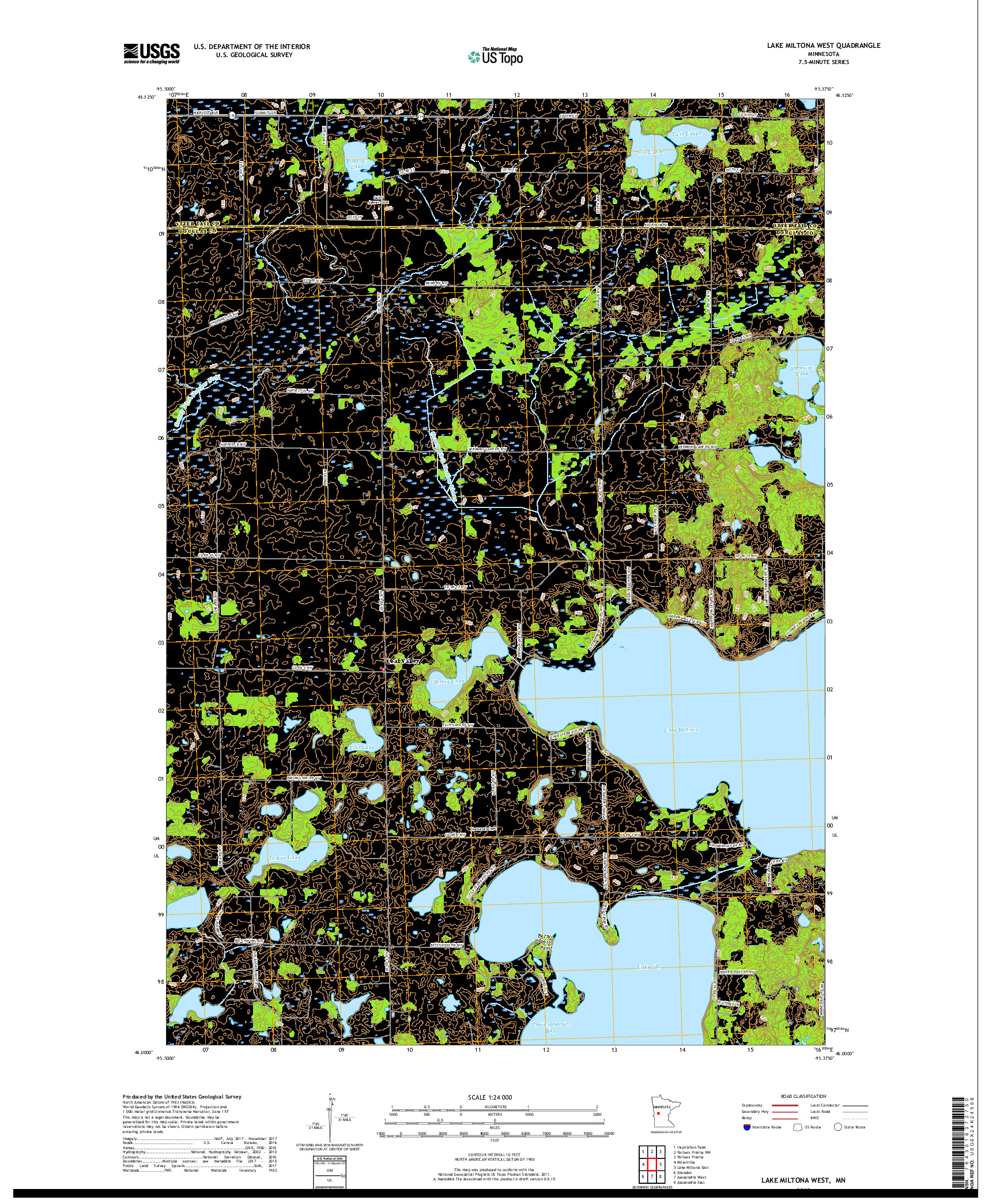 USGS US TOPO 7.5-MINUTE MAP FOR LAKE MILTONA WEST, MN 2019