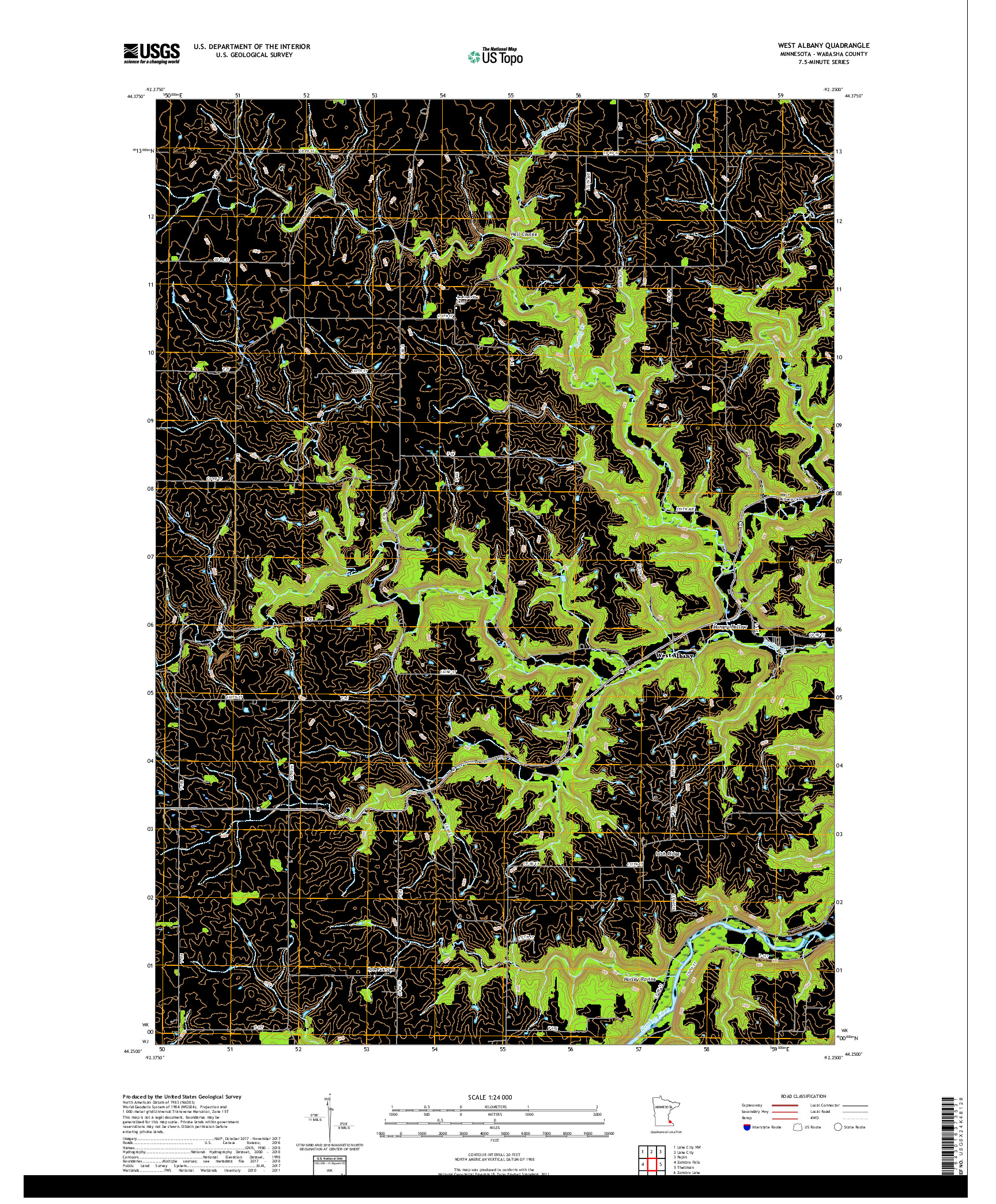 USGS US TOPO 7.5-MINUTE MAP FOR WEST ALBANY, MN 2019