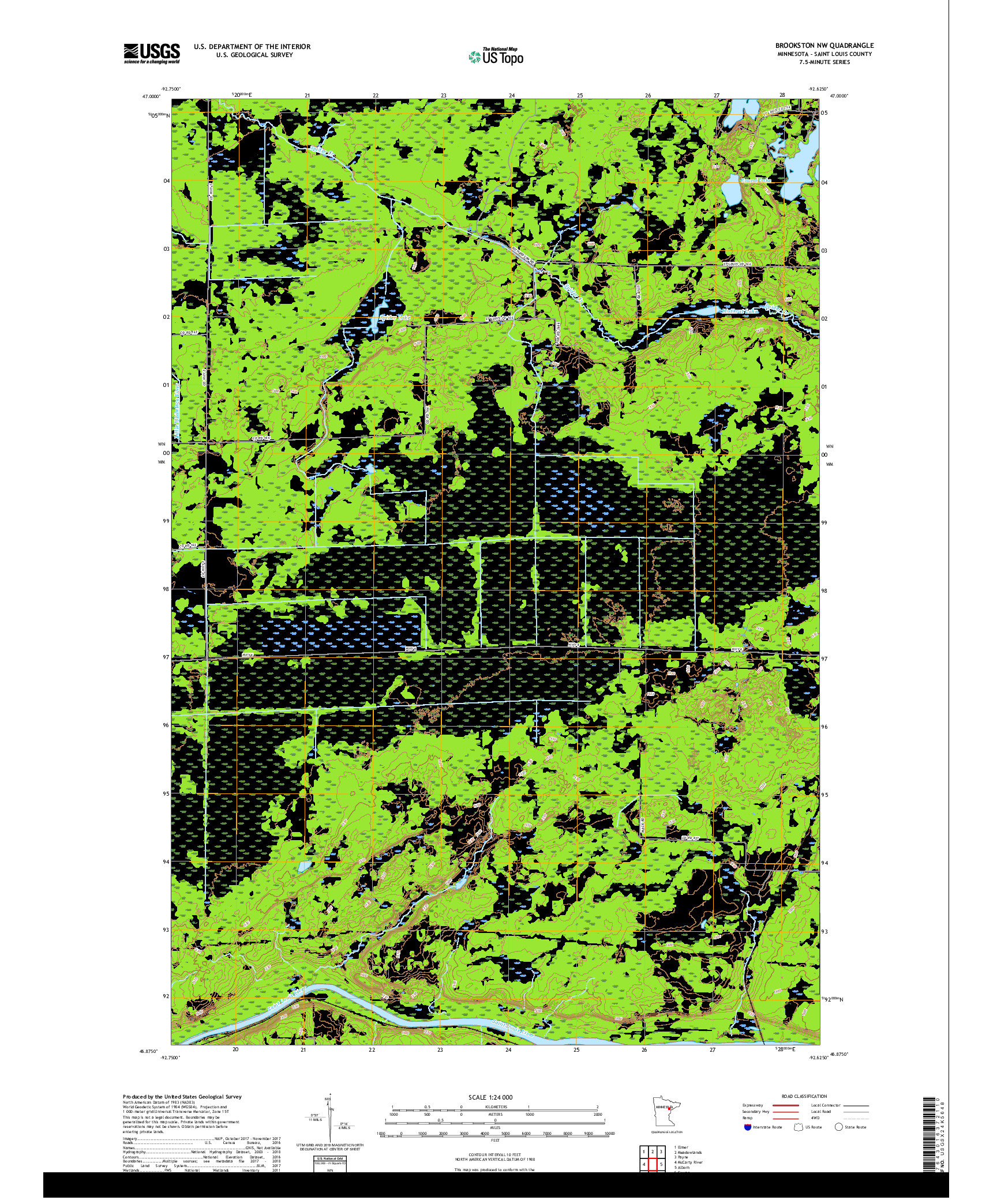 USGS US TOPO 7.5-MINUTE MAP FOR BROOKSTON NW, MN 2019