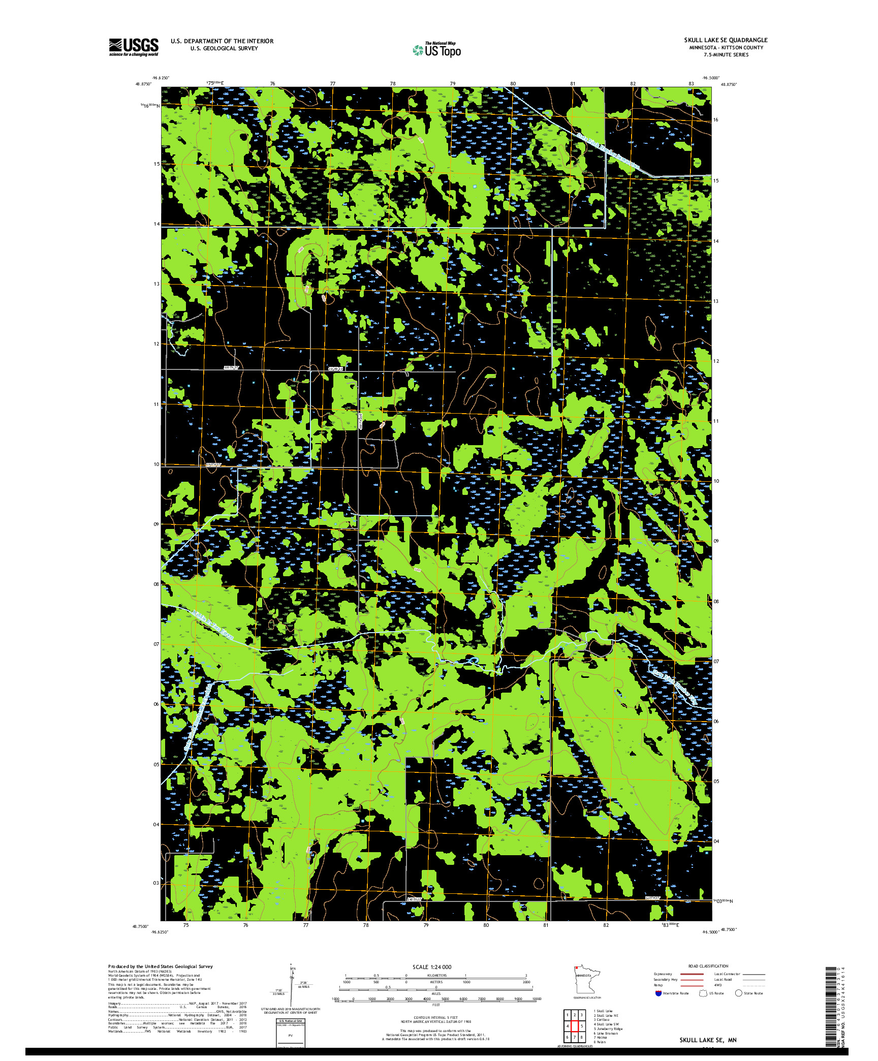 USGS US TOPO 7.5-MINUTE MAP FOR SKULL LAKE SE, MN 2019