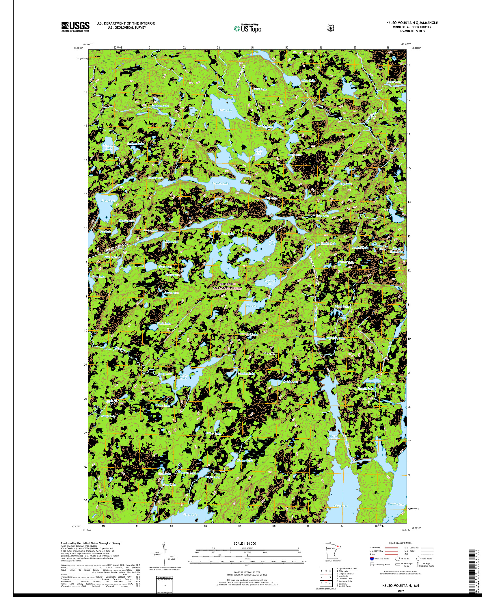 USGS US TOPO 7.5-MINUTE MAP FOR KELSO MOUNTAIN, MN 2019