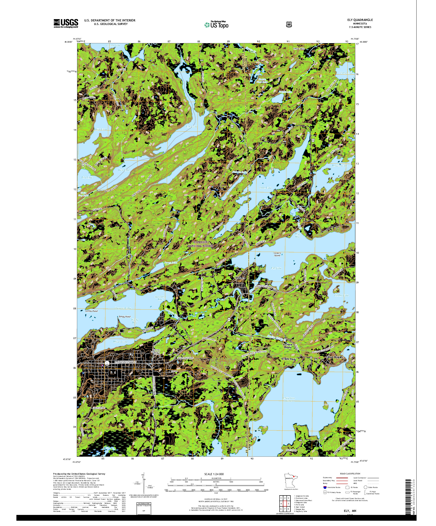 USGS US TOPO 7.5-MINUTE MAP FOR ELY, MN 2019