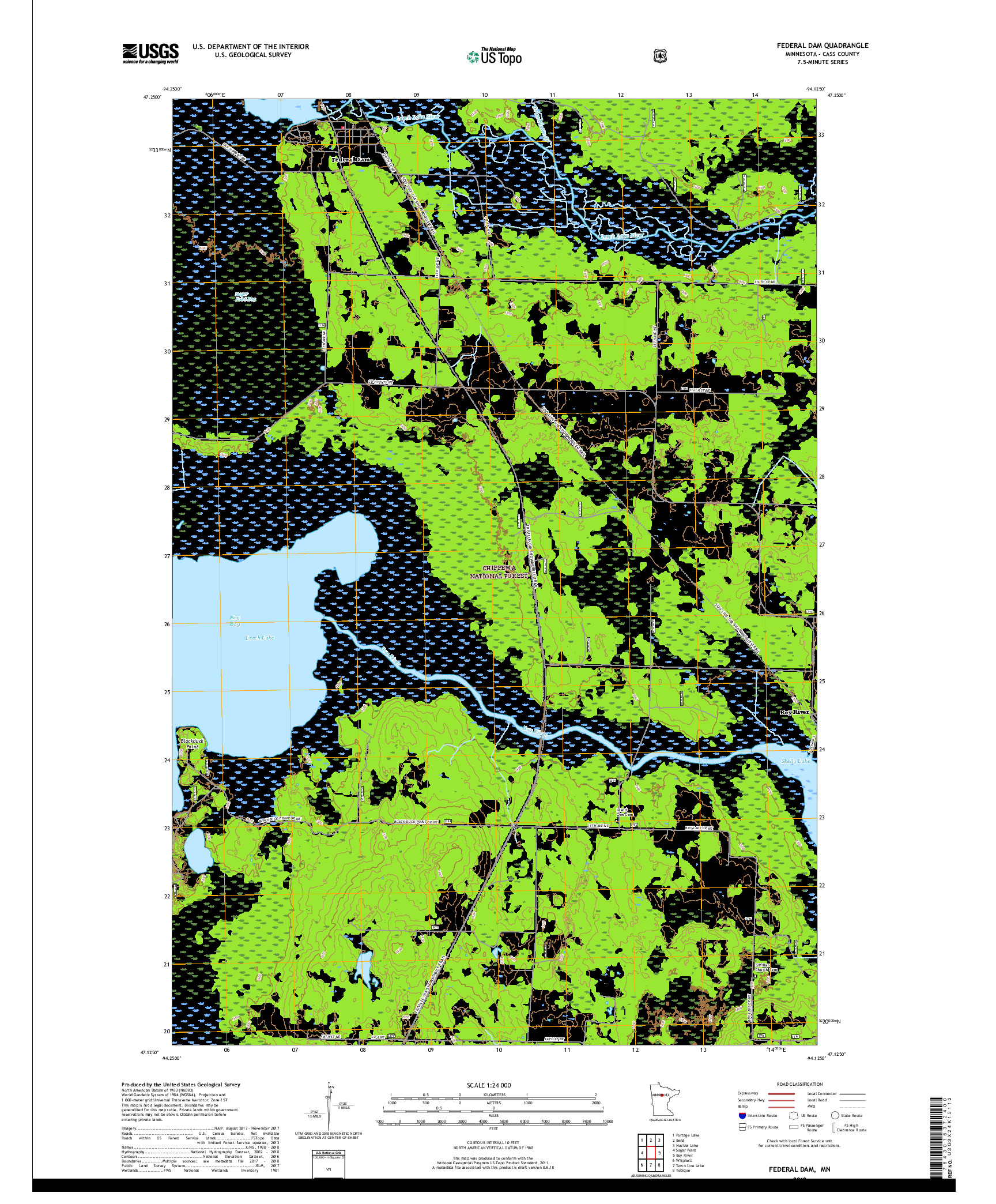 USGS US TOPO 7.5-MINUTE MAP FOR FEDERAL DAM, MN 2019