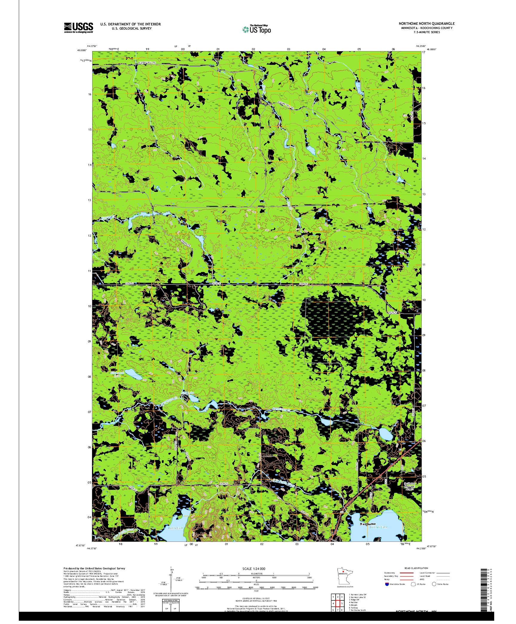 USGS US TOPO 7.5-MINUTE MAP FOR NORTHOME NORTH, MN 2019