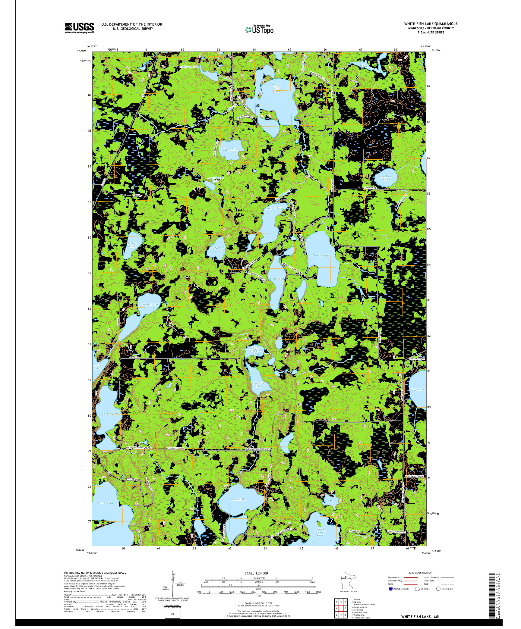 USGS US TOPO 7.5-MINUTE MAP FOR WHITE FISH LAKE, MN 2019