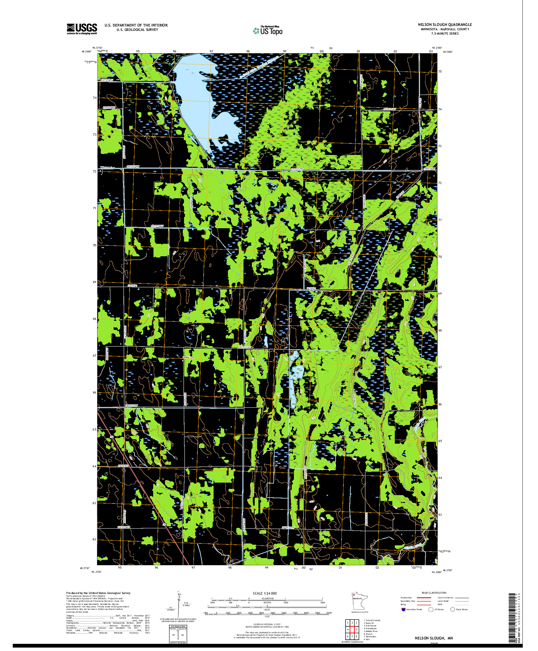 USGS US TOPO 7.5-MINUTE MAP FOR NELSON SLOUGH, MN 2019