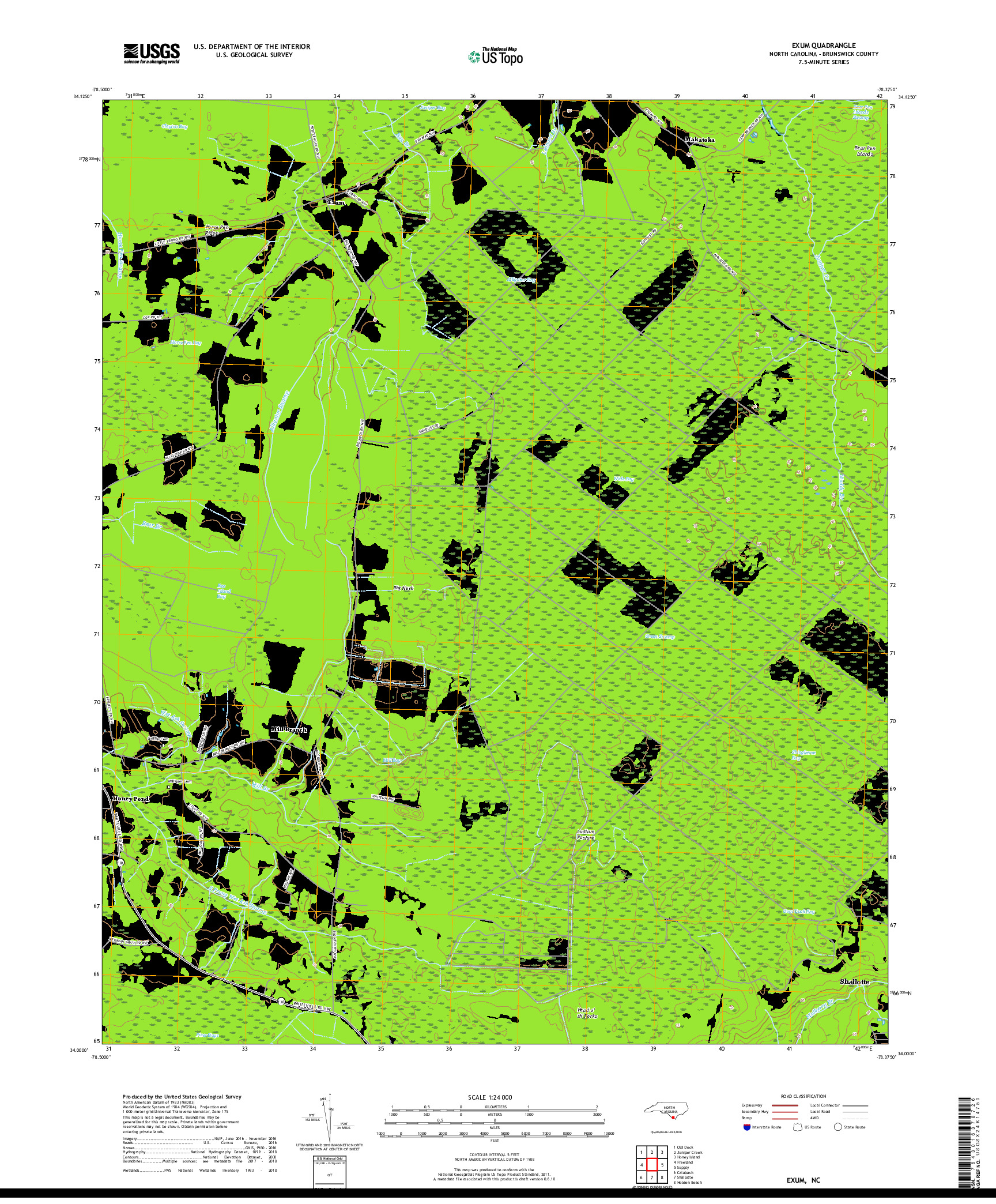 USGS US TOPO 7.5-MINUTE MAP FOR EXUM, NC 2019