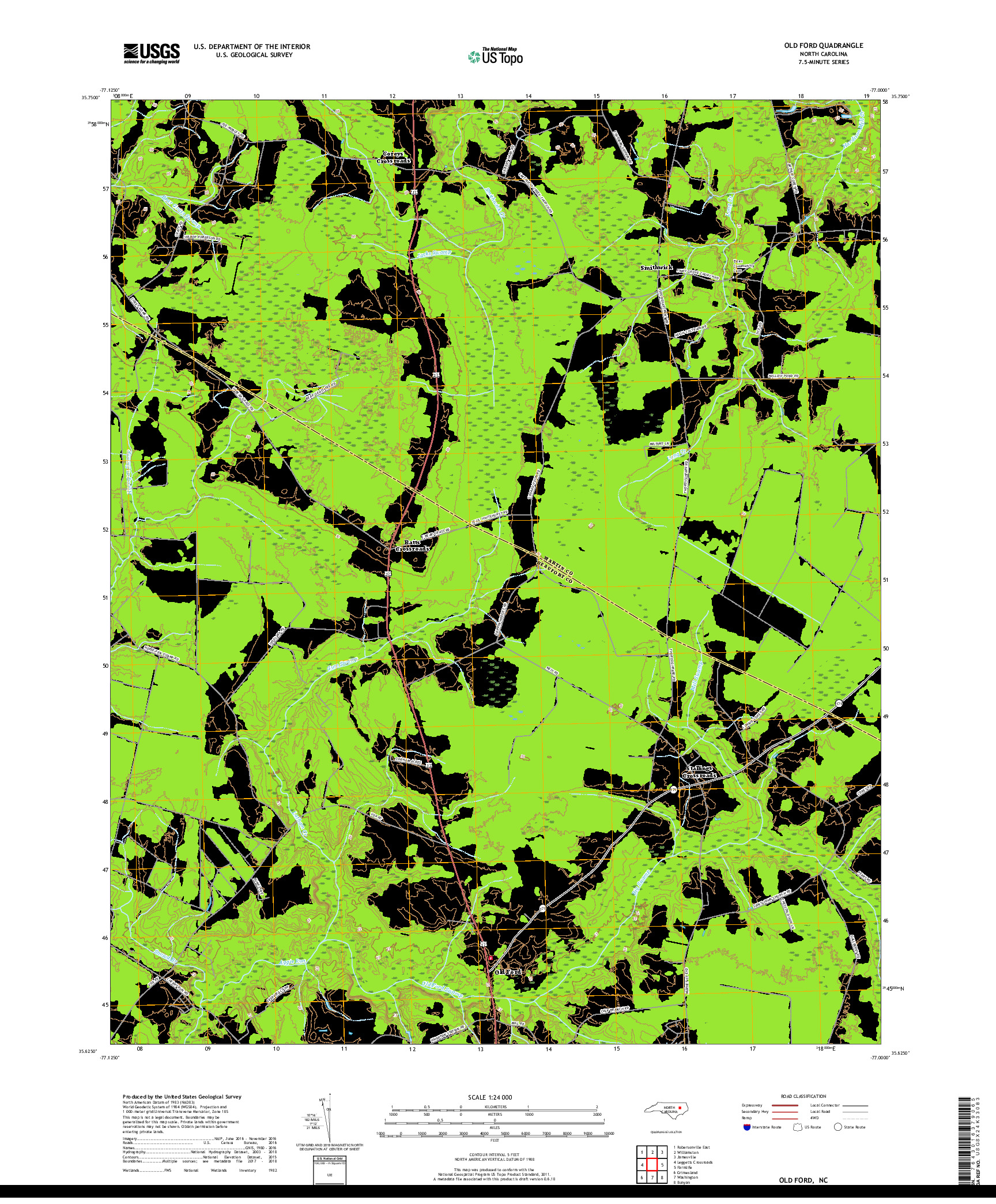 USGS US TOPO 7.5-MINUTE MAP FOR OLD FORD, NC 2019