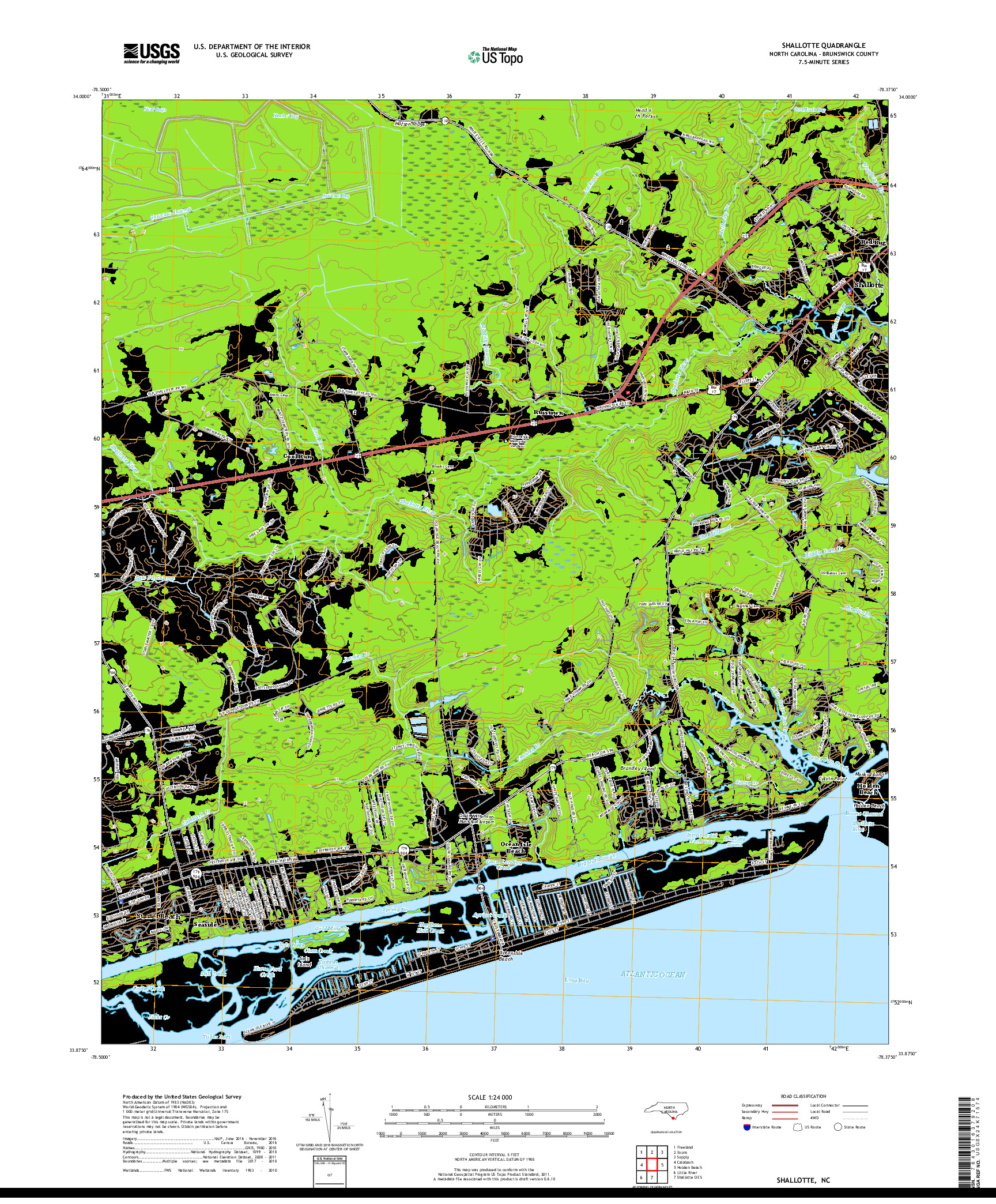 USGS US TOPO 7.5-MINUTE MAP FOR SHALLOTTE, NC 2019